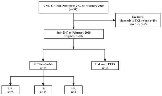 Flow diagram of pediatric CML-CP cohort.