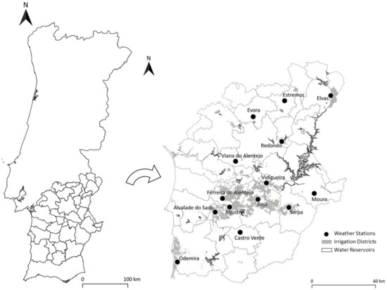 Odemira and Serpa location in Alentejo, South of Portugal map