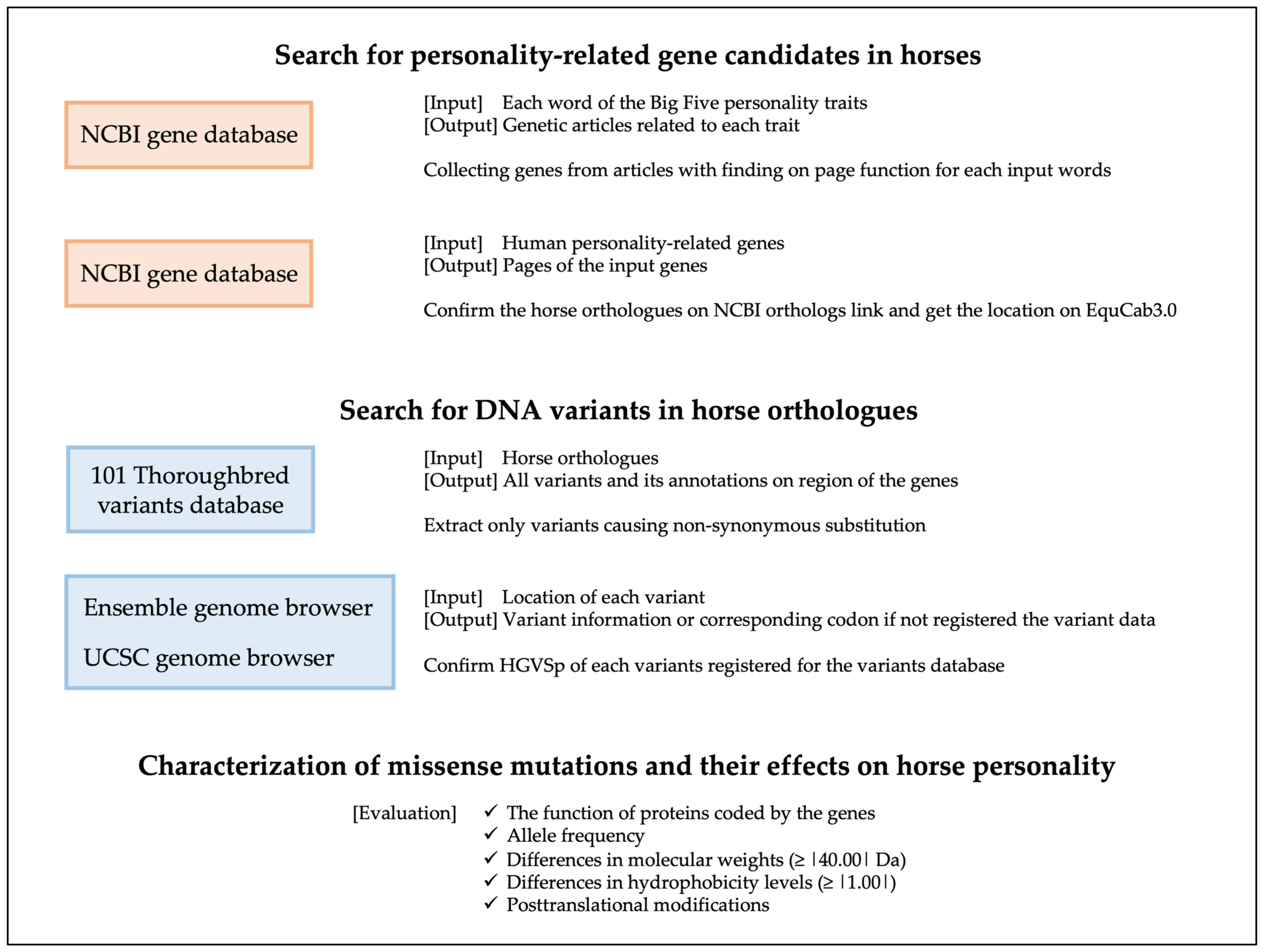 Animals | Free Full-Text | Identification of Personality-Related Candidate Genes in Thoroughbred Racehorses Using a Bioinformatics-Based Approach Involving Functionally Annotated Human Genes Animals | Free Full-Text | Identification of Personality-Related Candidate Genes in Thoroughbred Racehorses Using a Bioinformatics-Based Approach Involving Functionally Annotated Human Genes