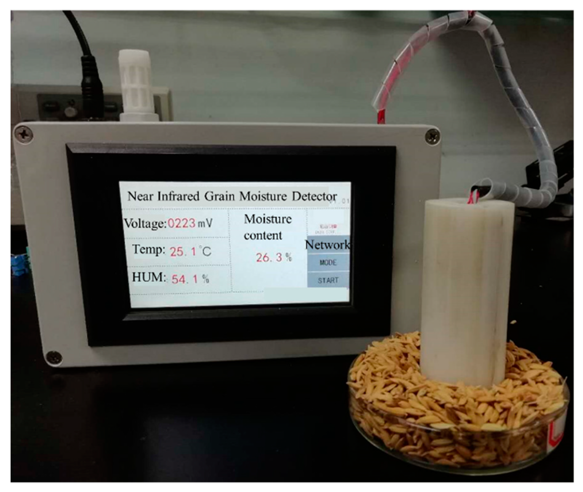 Near infrared outlet moisture meter