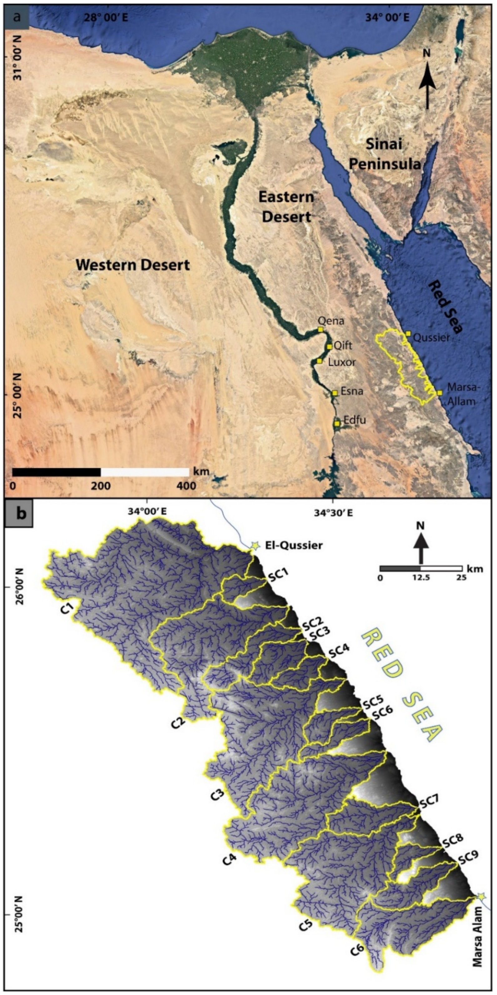 Applied Sciences | Free Full-Text | Morphometric-hydro Characterization of  the Coastal Line between El-Qussier and Marsa-Alam, Egypt: Preliminary  Flood Risk Signatures