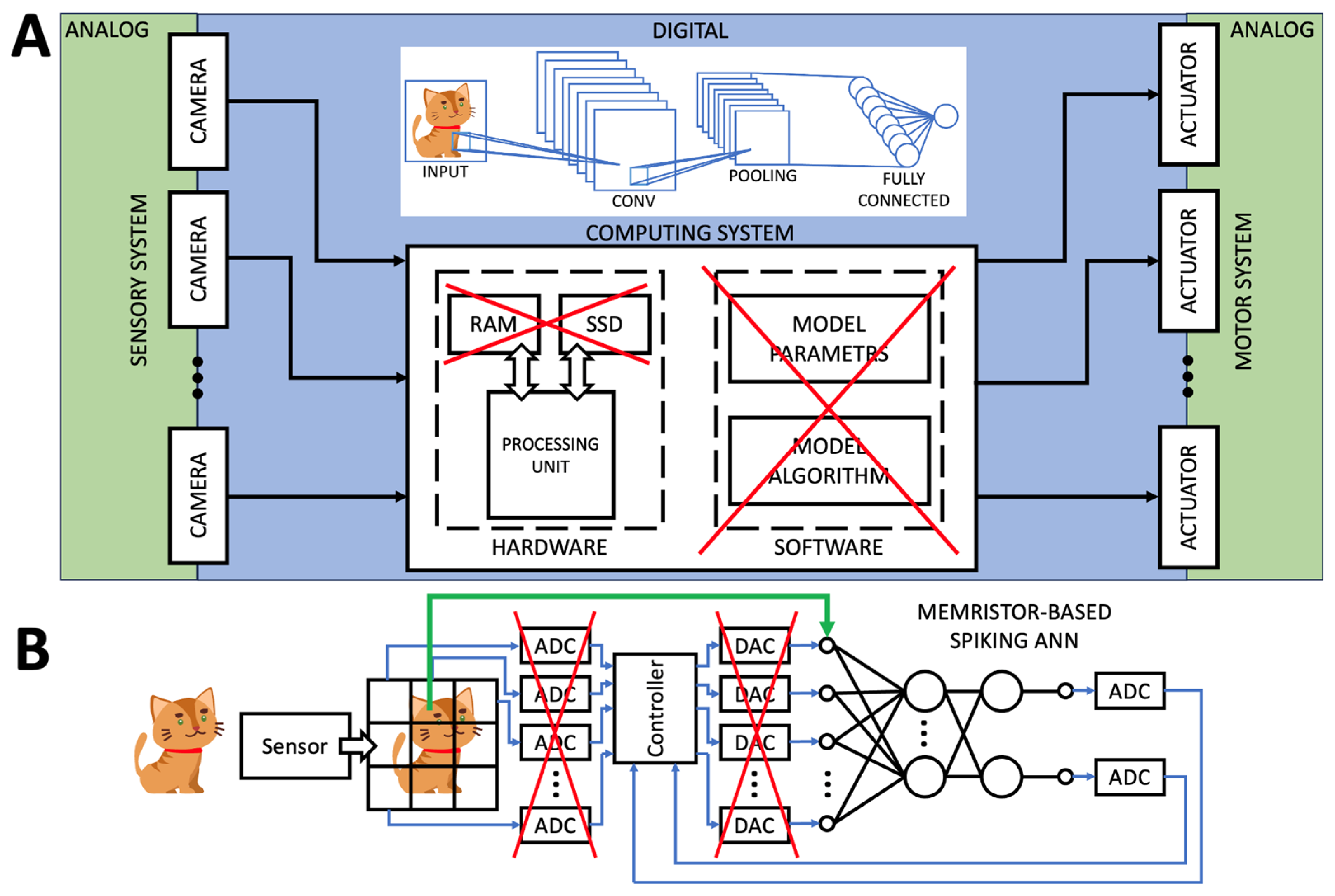 Physically defined long-term and short-term synapses for the development of  reconfigurable analog-type operators capable of performing health care  tasks