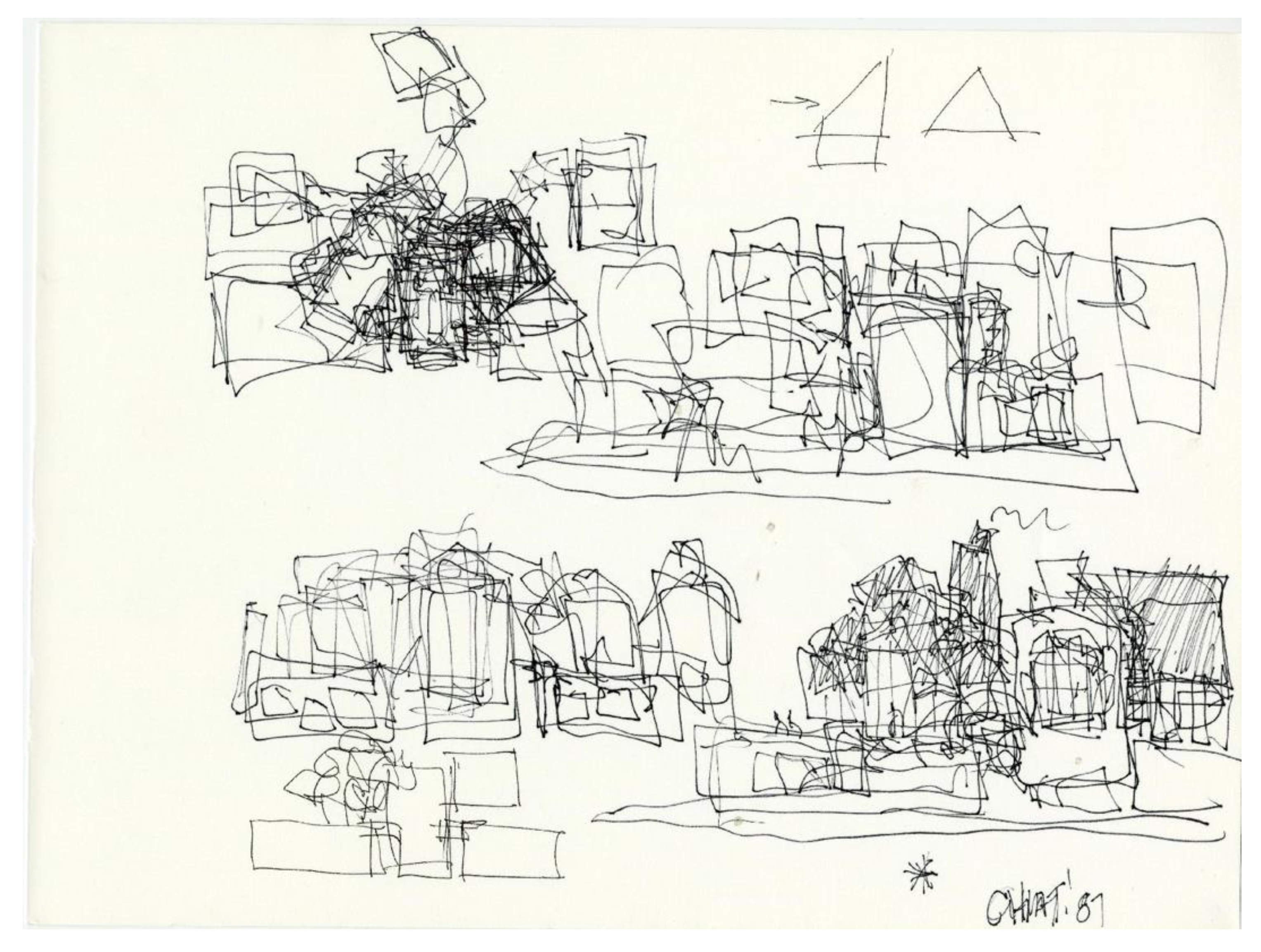 Frank Gehry | Drawing for Peter Lewis Residence, 1993. Ink o… | Flickr