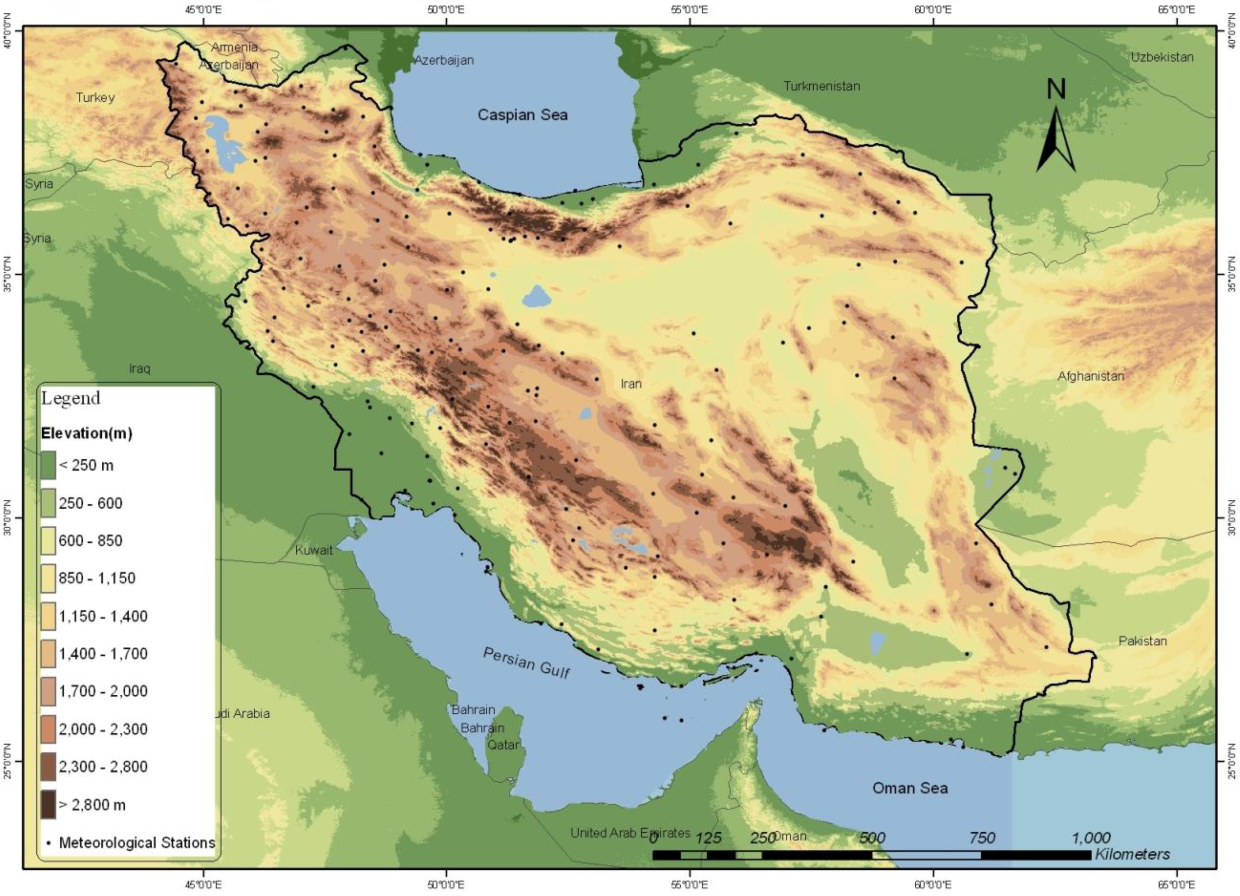 Иран физическая карта на русском