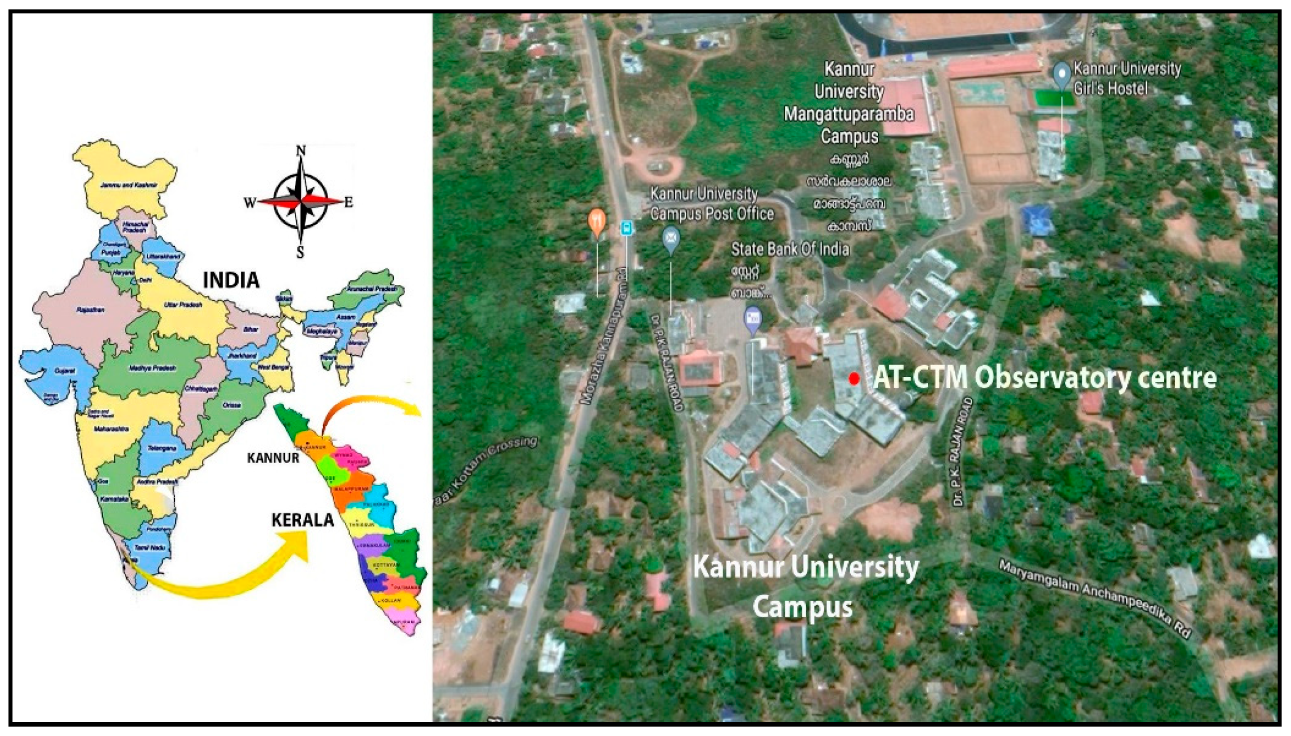 Aerial view of Kannur University Campus