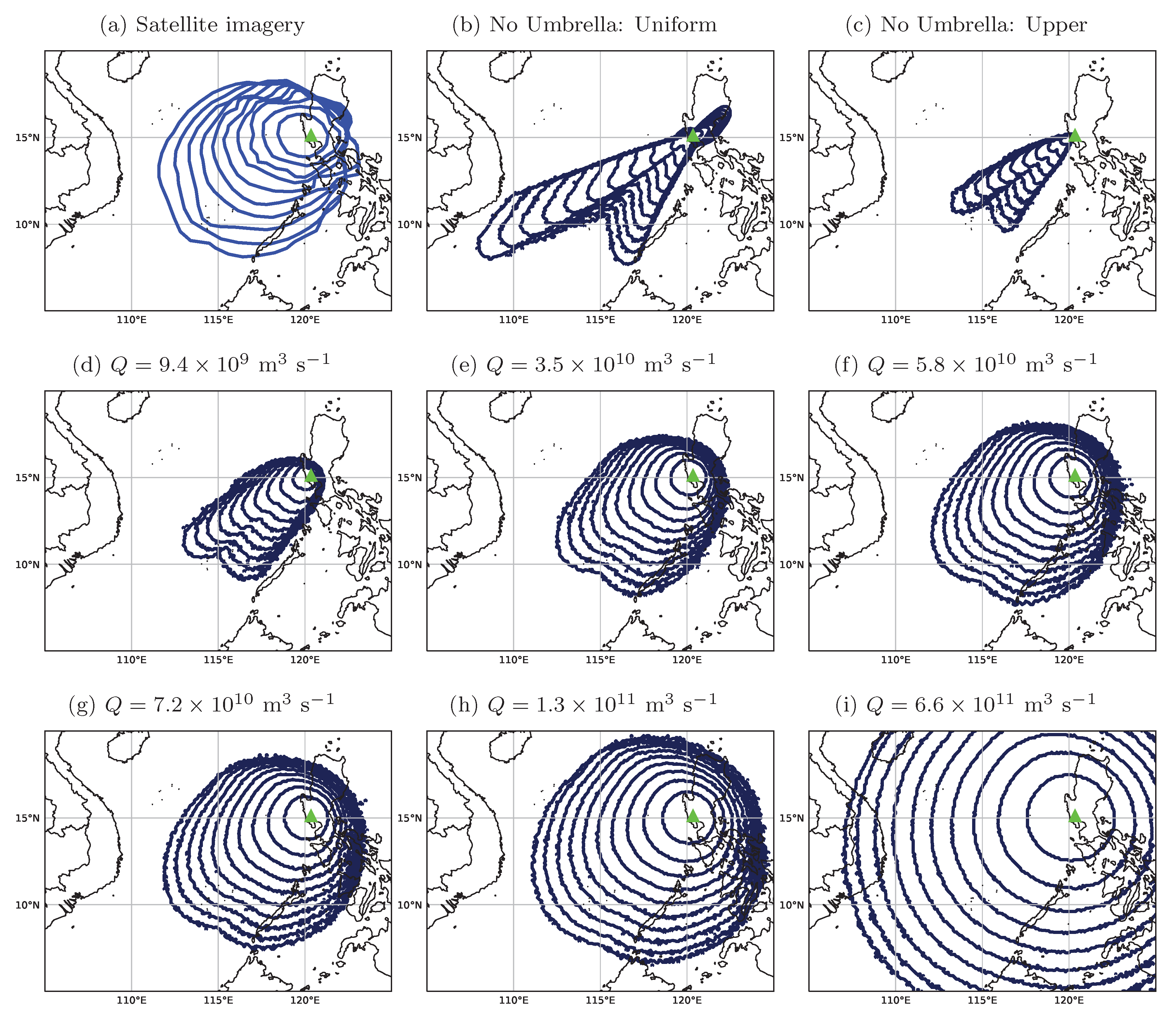 Atmosphere Free Full Text Operational Modelling Of Umbrella Cloud Growth In A Lagrangian Volcanic Ash Transport And Dispersion Model Html