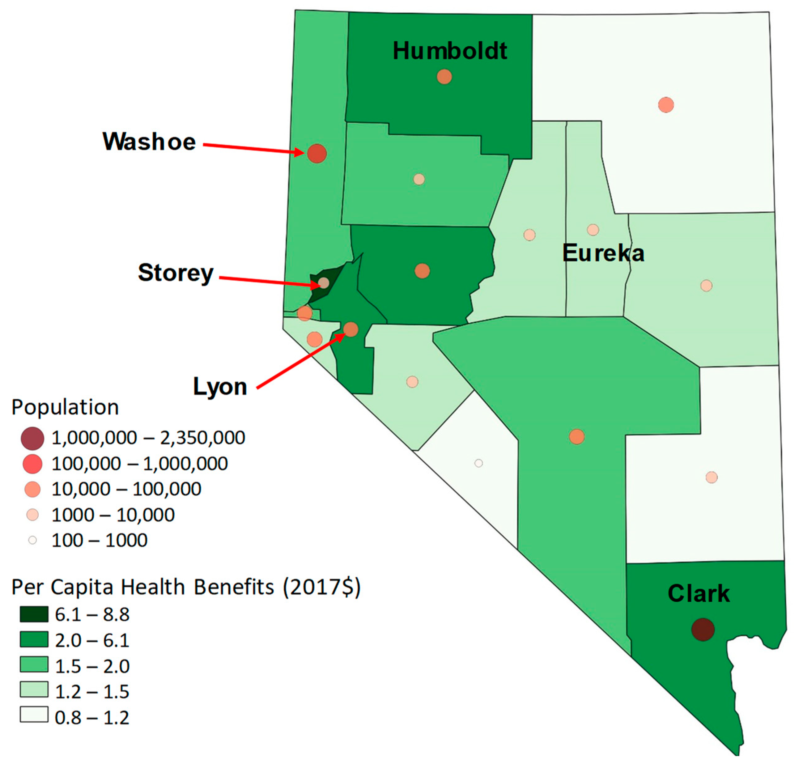 Atmosphere Free FullText Air Quality Health Benefits of the Nevada