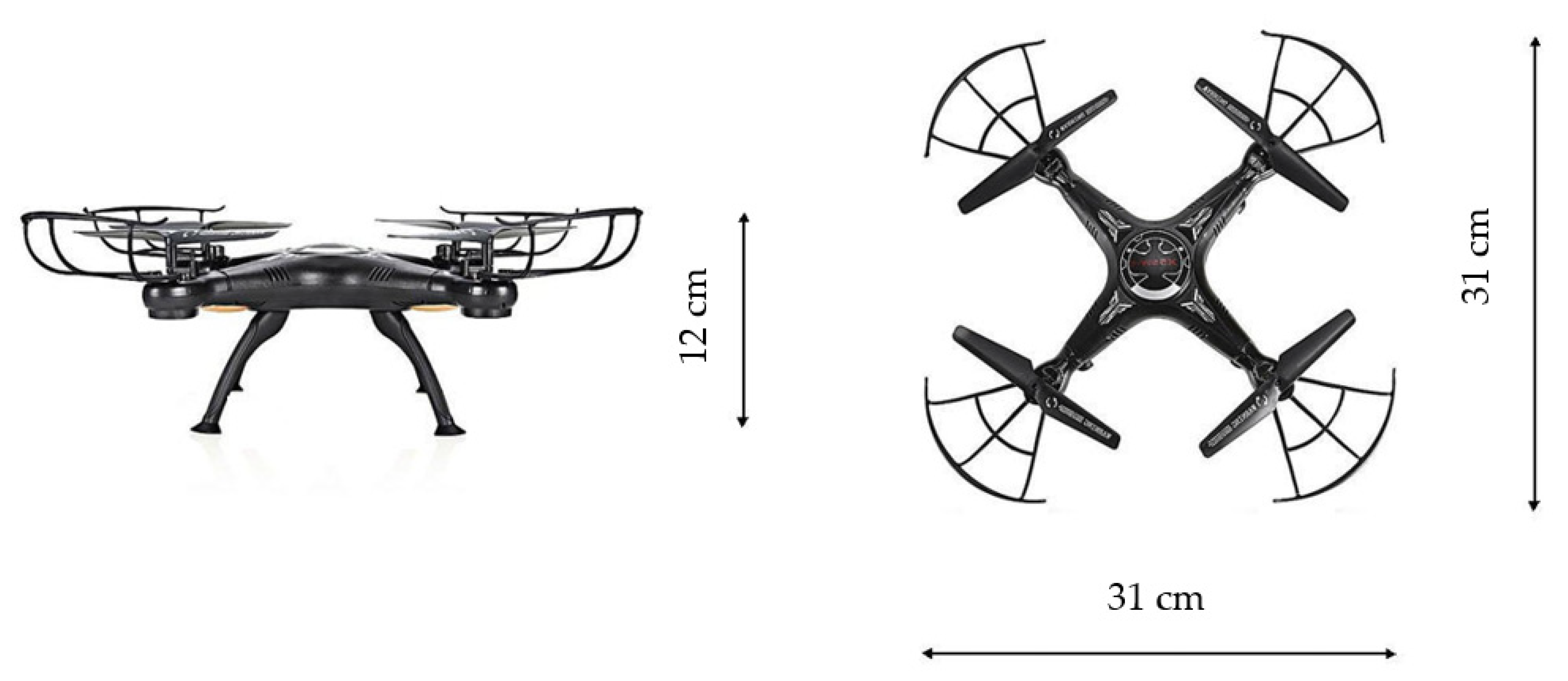 Typical Drone Size Image with dimensions