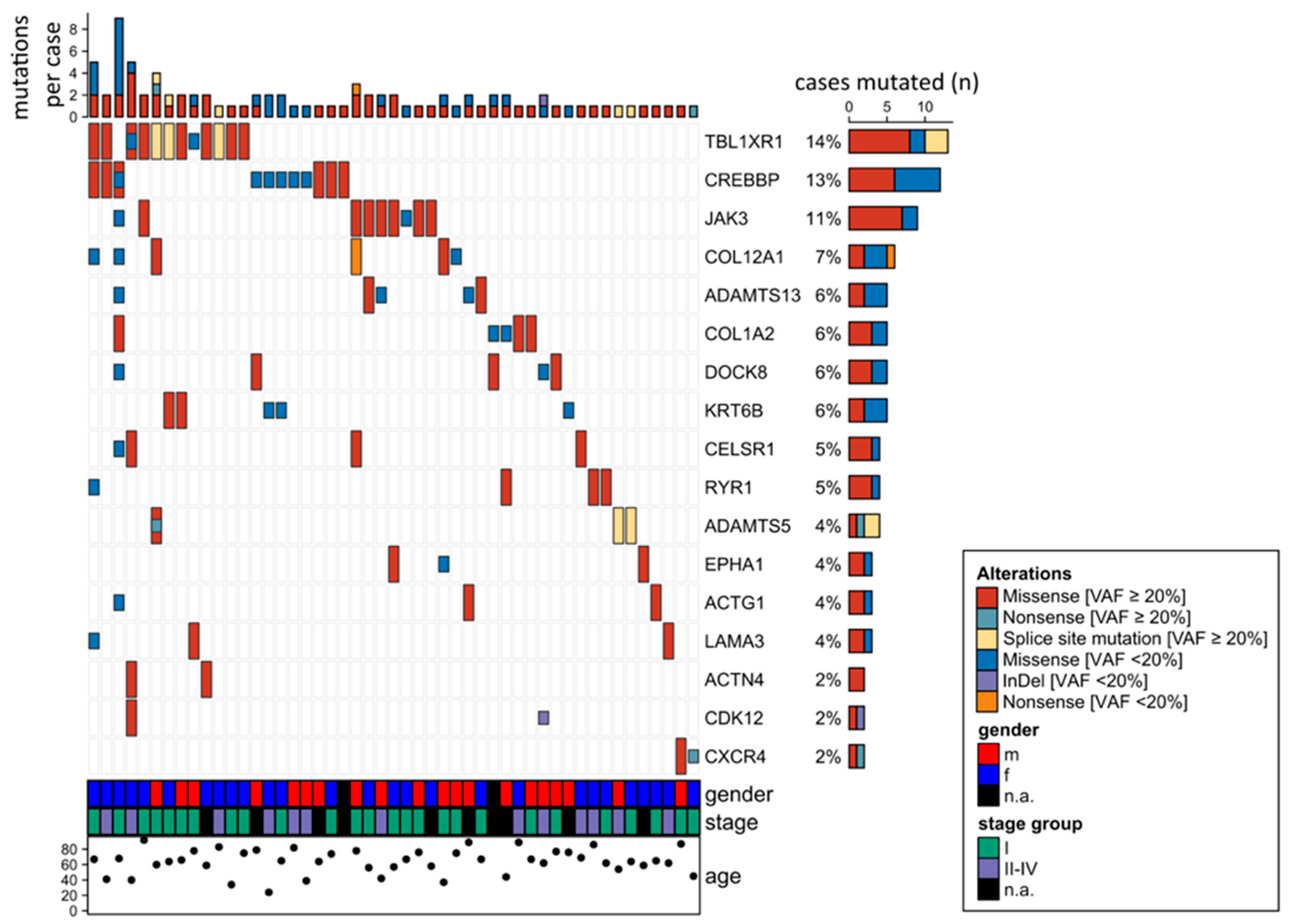 Cancers | Free Full-Text | Identifying Genetic Lesions in Ocular Adnexal Extranodal Marginal Zone Lymphomas of the MALT Subtype by Genome, Whole Exome and Targeted Sequencing | HTML