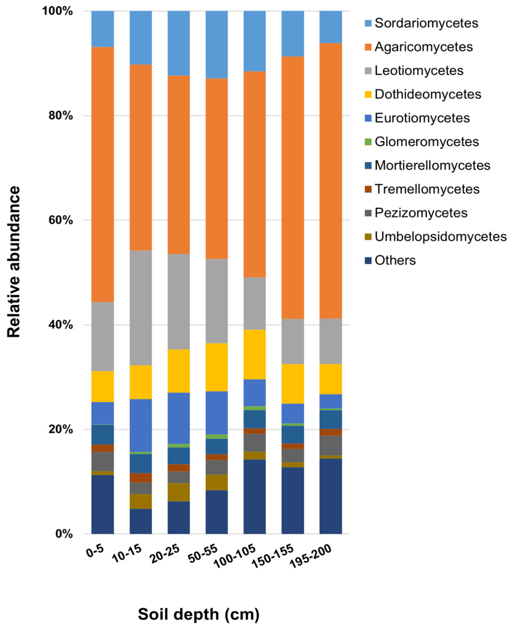 Soil Fungi and Soil Organic Carbon Stocks in the Profile of