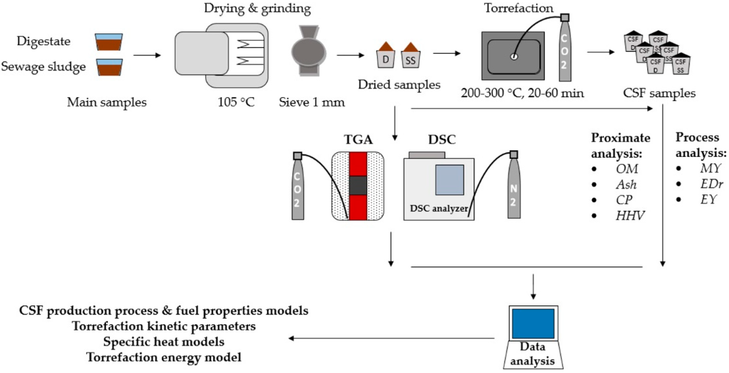 Energies Free Full Text Waste To Energy Solid Fuel Production From Biogas Plant Digestate And Sewage Sludge By Torrefaction Process Kinetics Fuel Properties And Energy Balance Html