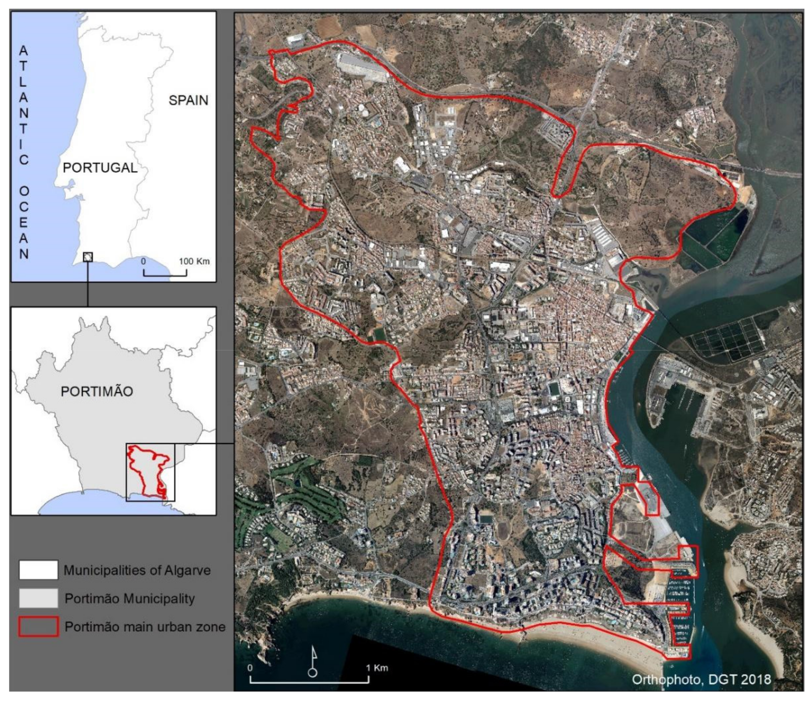 Mapa de Portugal com destaque do Algarve