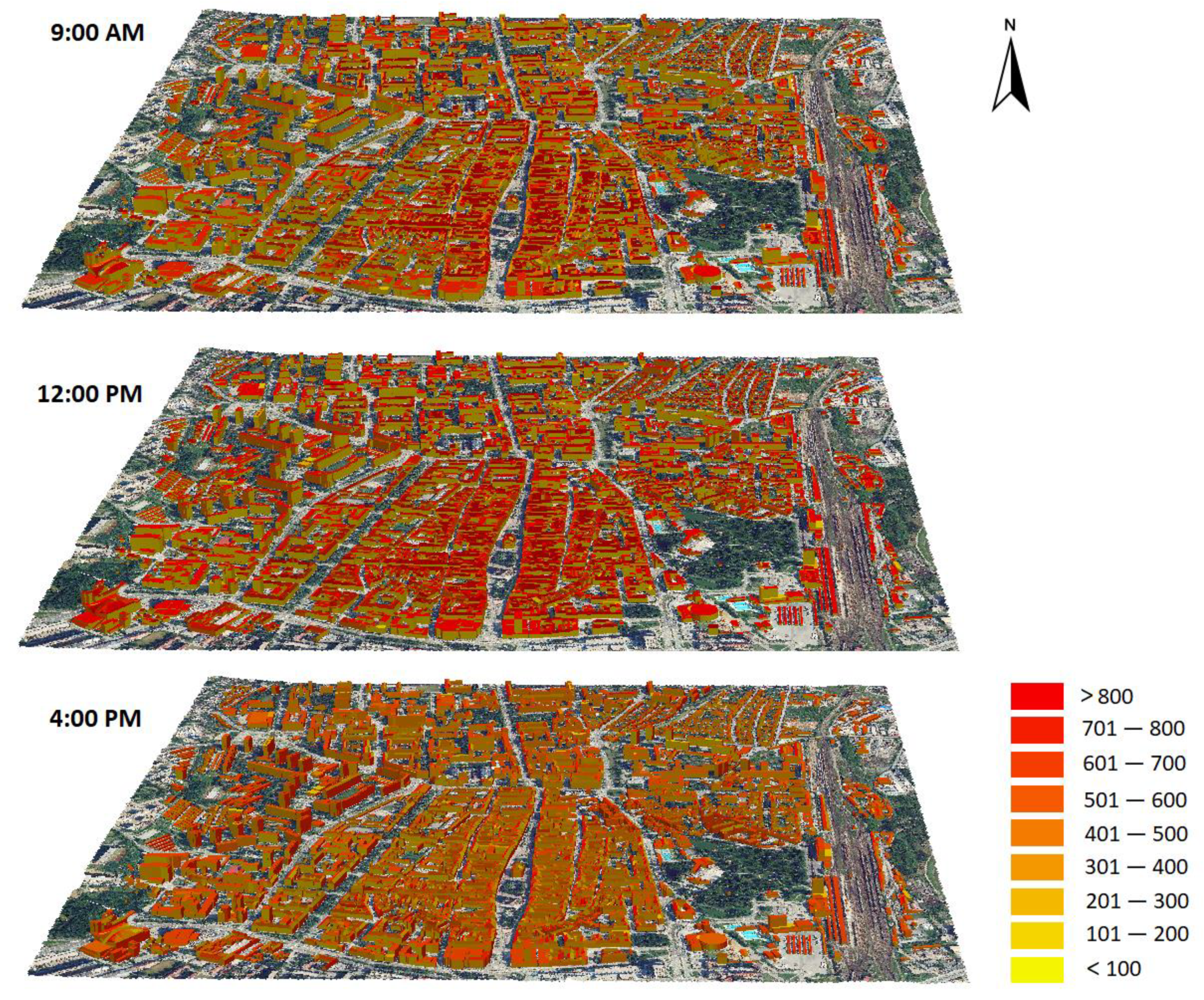 Comparing 2D and 3D Solar Radiation Modeling in Urban Areas
