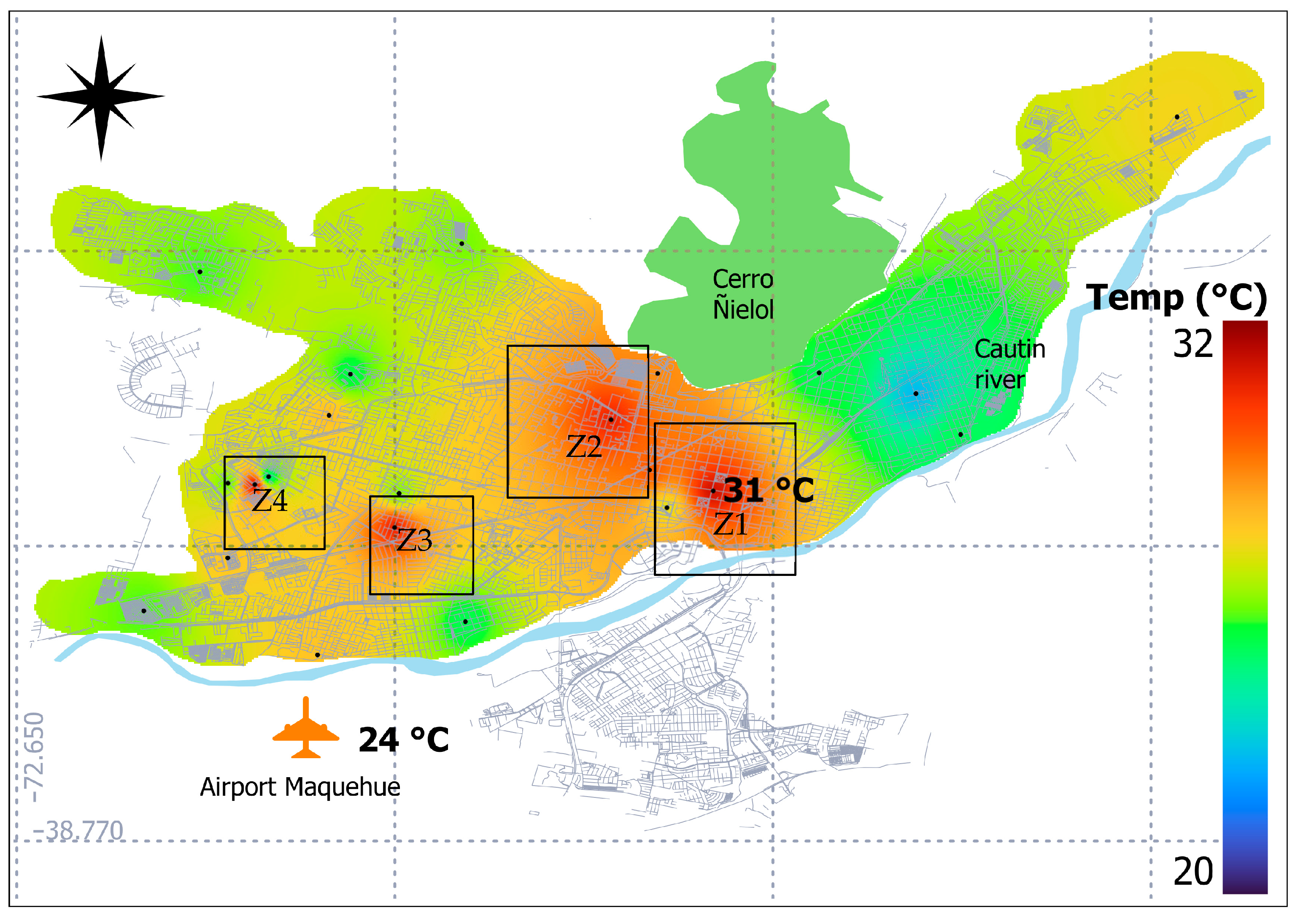 Urban Heat Island Effect in Temuco, Chile