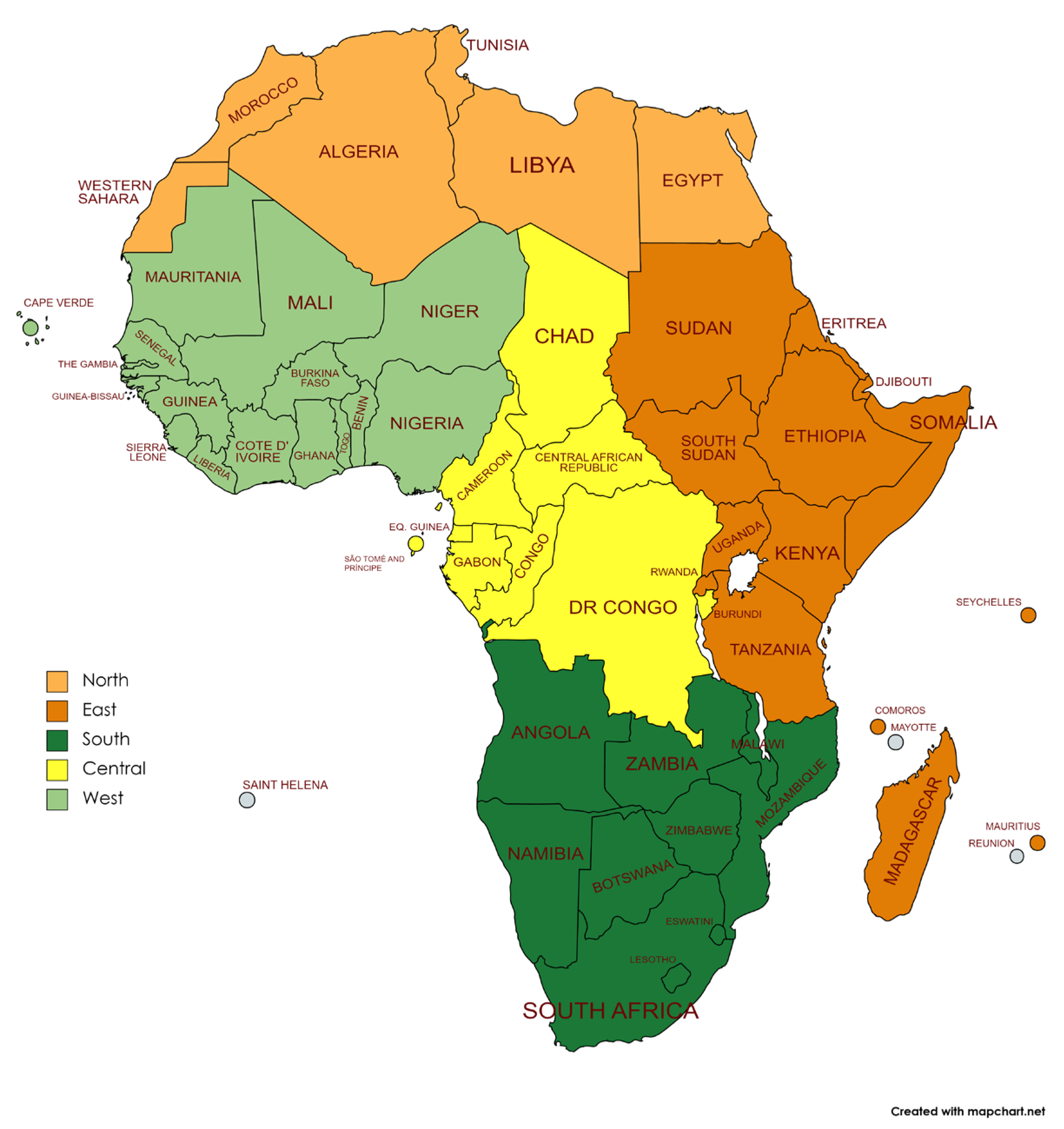 Decolonization in africa map to 1980