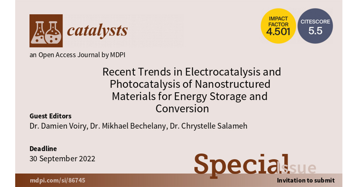 Catalysts | Special Issue : Recent Trends in Electrocatalysis and 