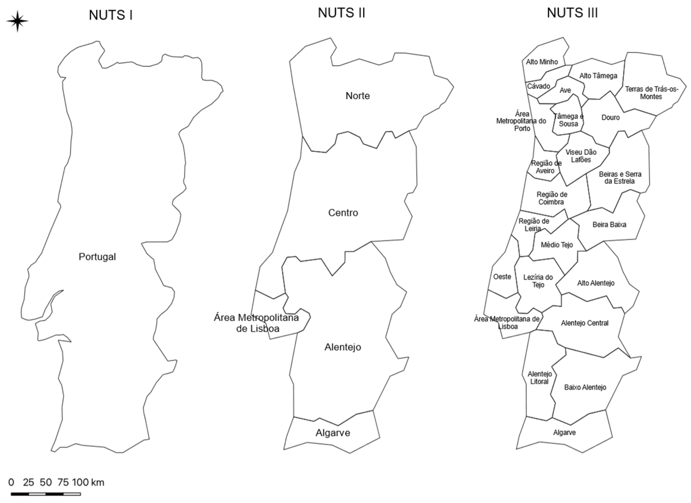 Mapa das sub-regiões NUTS III (NUTS-2013) - Portugal - Economia e