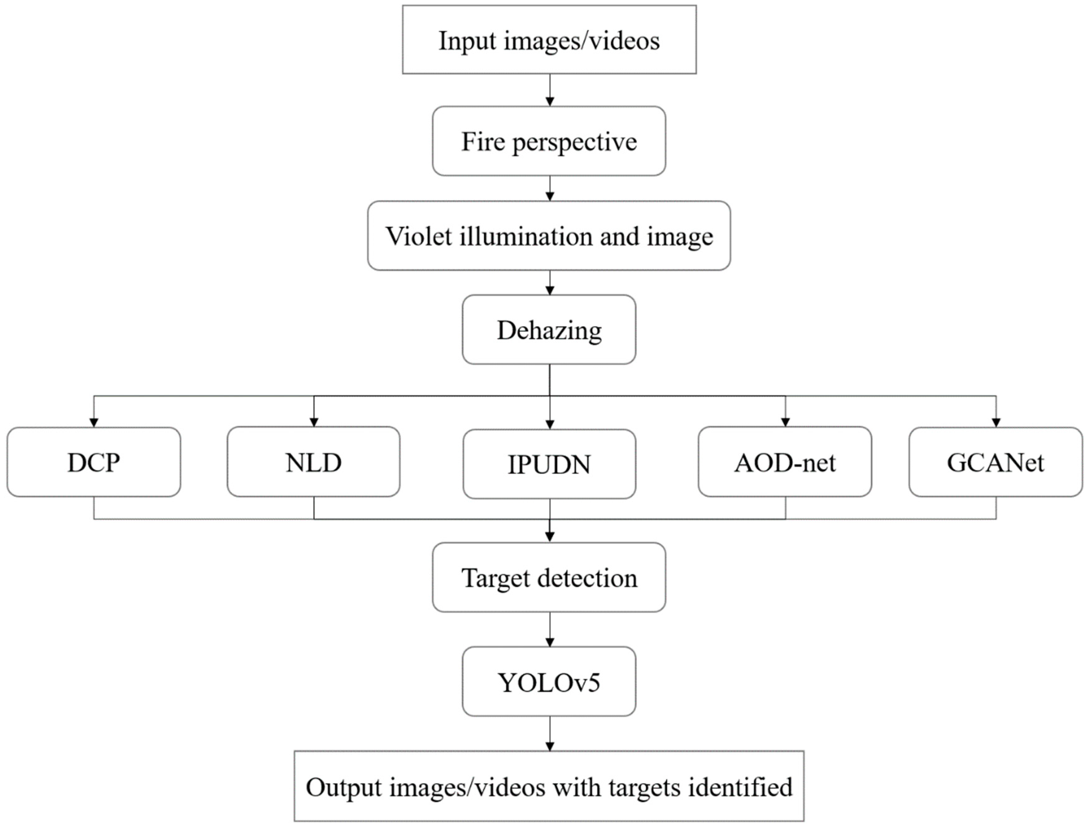 Object Detection through Fires Using Violet Illumination Coupled with ...