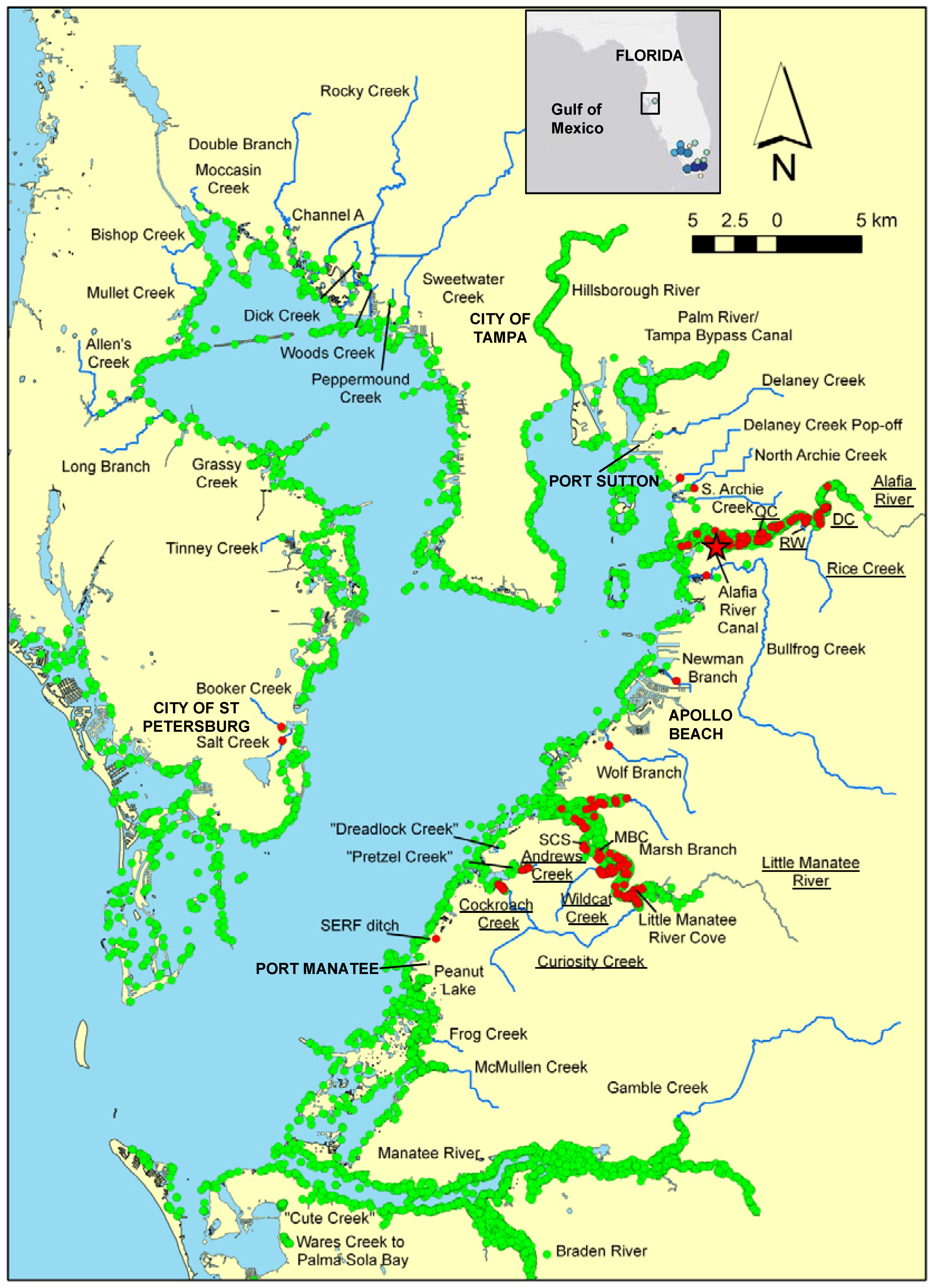 Map of Florida (USA) and inset map of Hillsborough County showing the