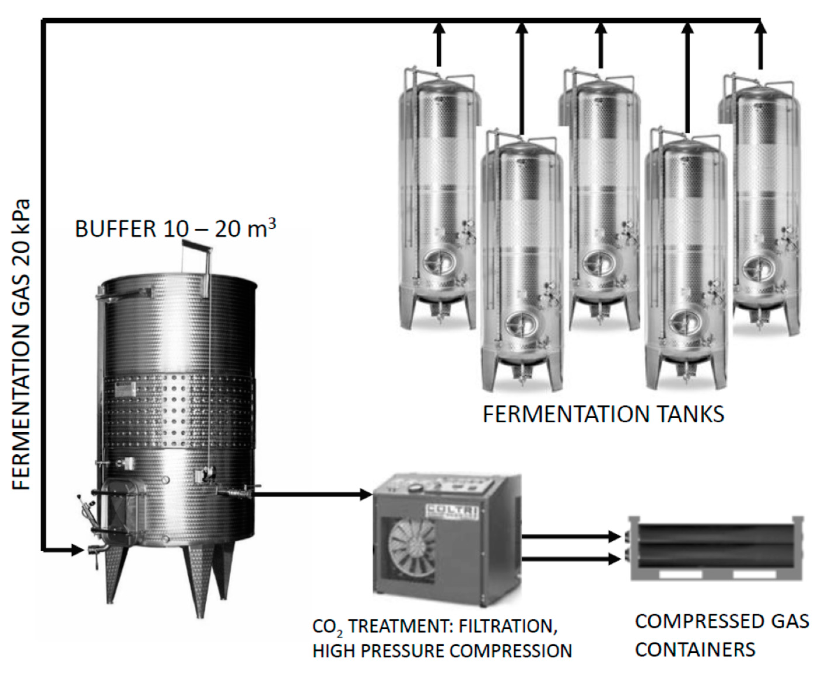 Capture of Fermentation Gas from Fermentation of Grape Must