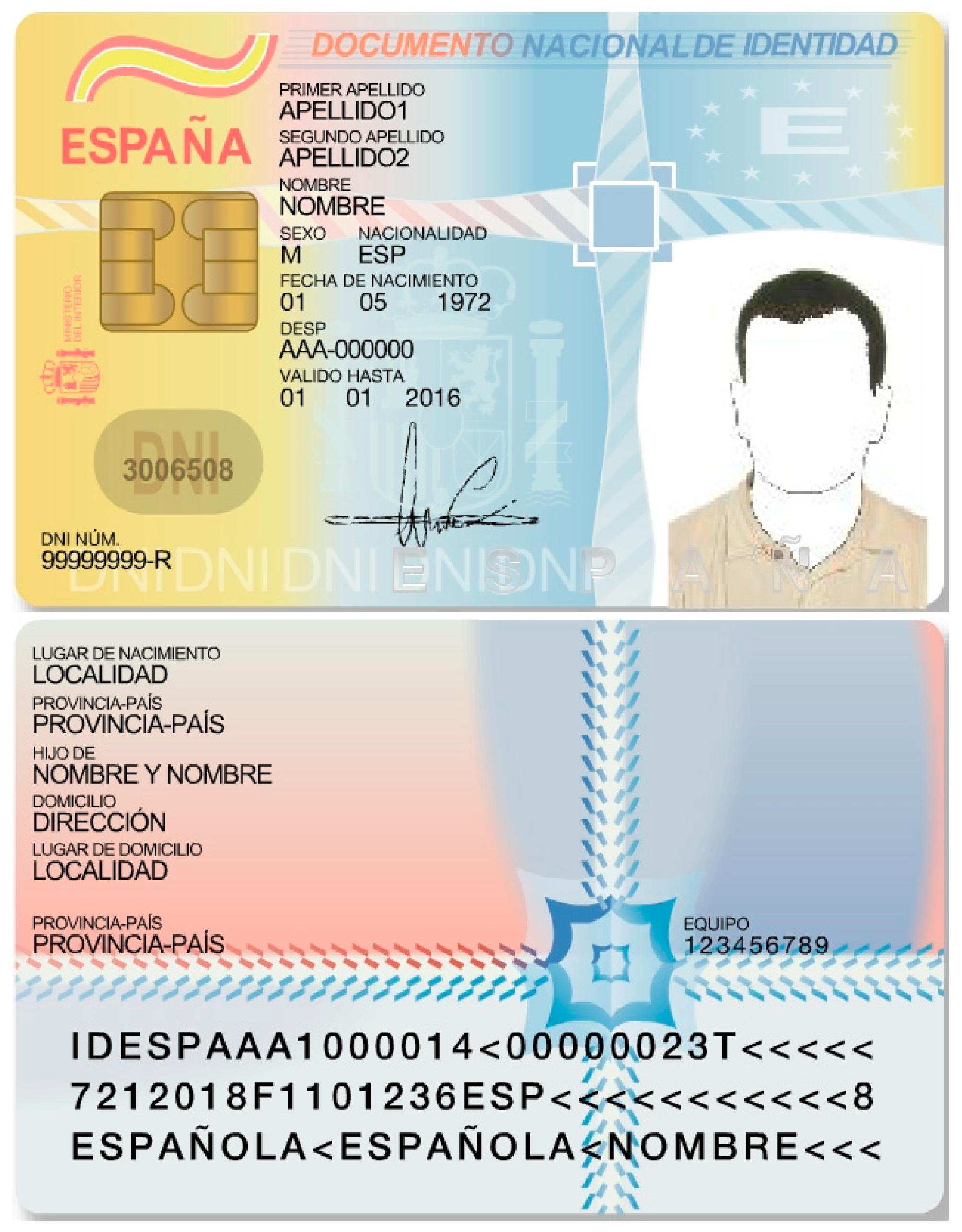 Id spain. ID карта Испании. ID Card Испания. Dni Испания. Удостоверение личности Испания.