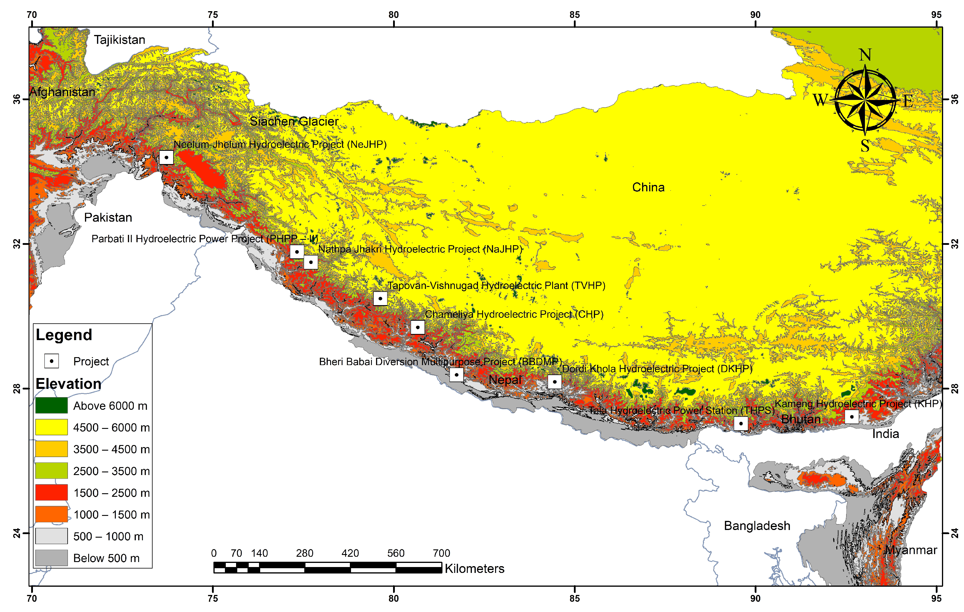 himalayan mountains world map