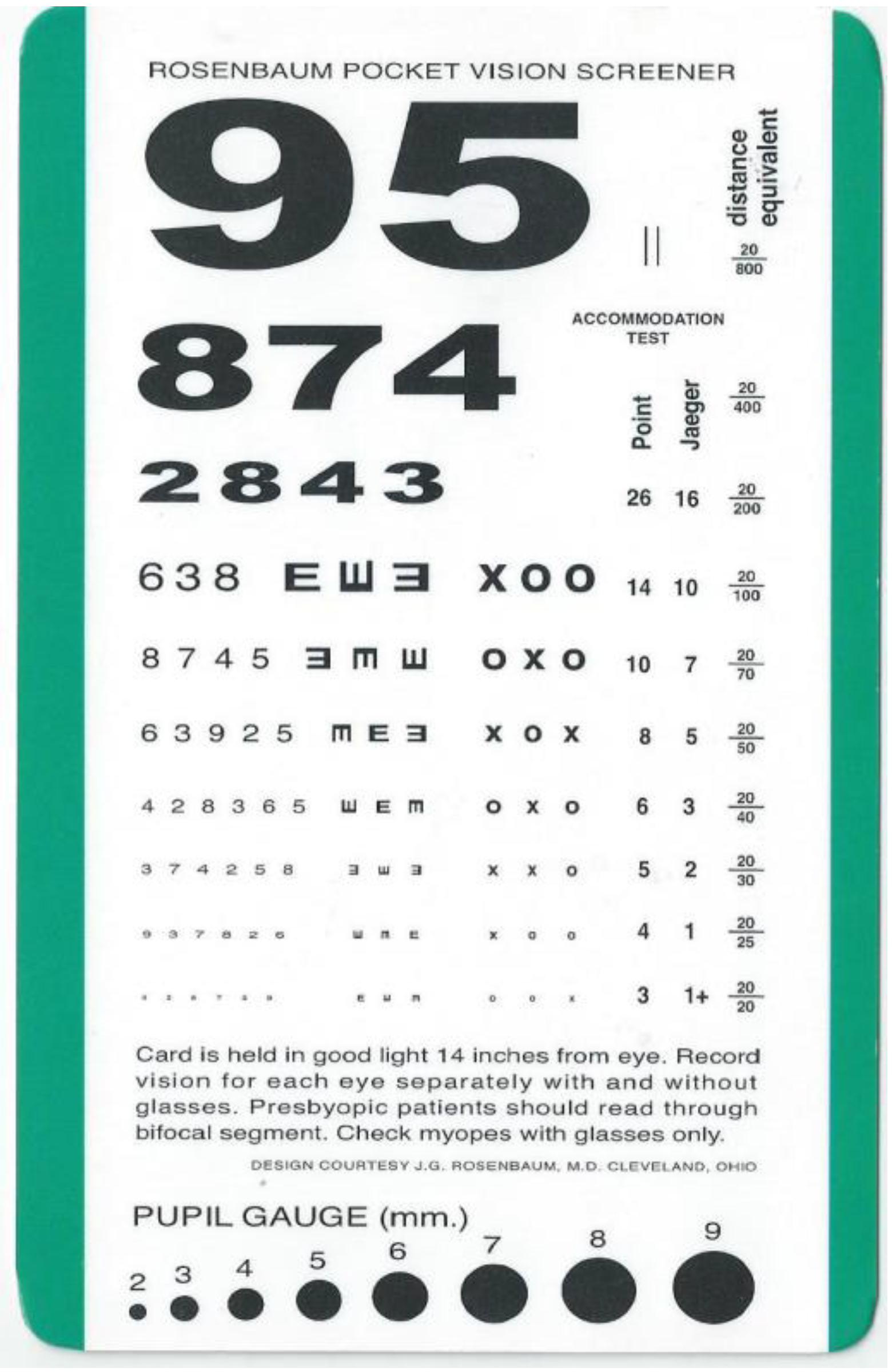 Dynamic Visual Acuity Test Eye Chart