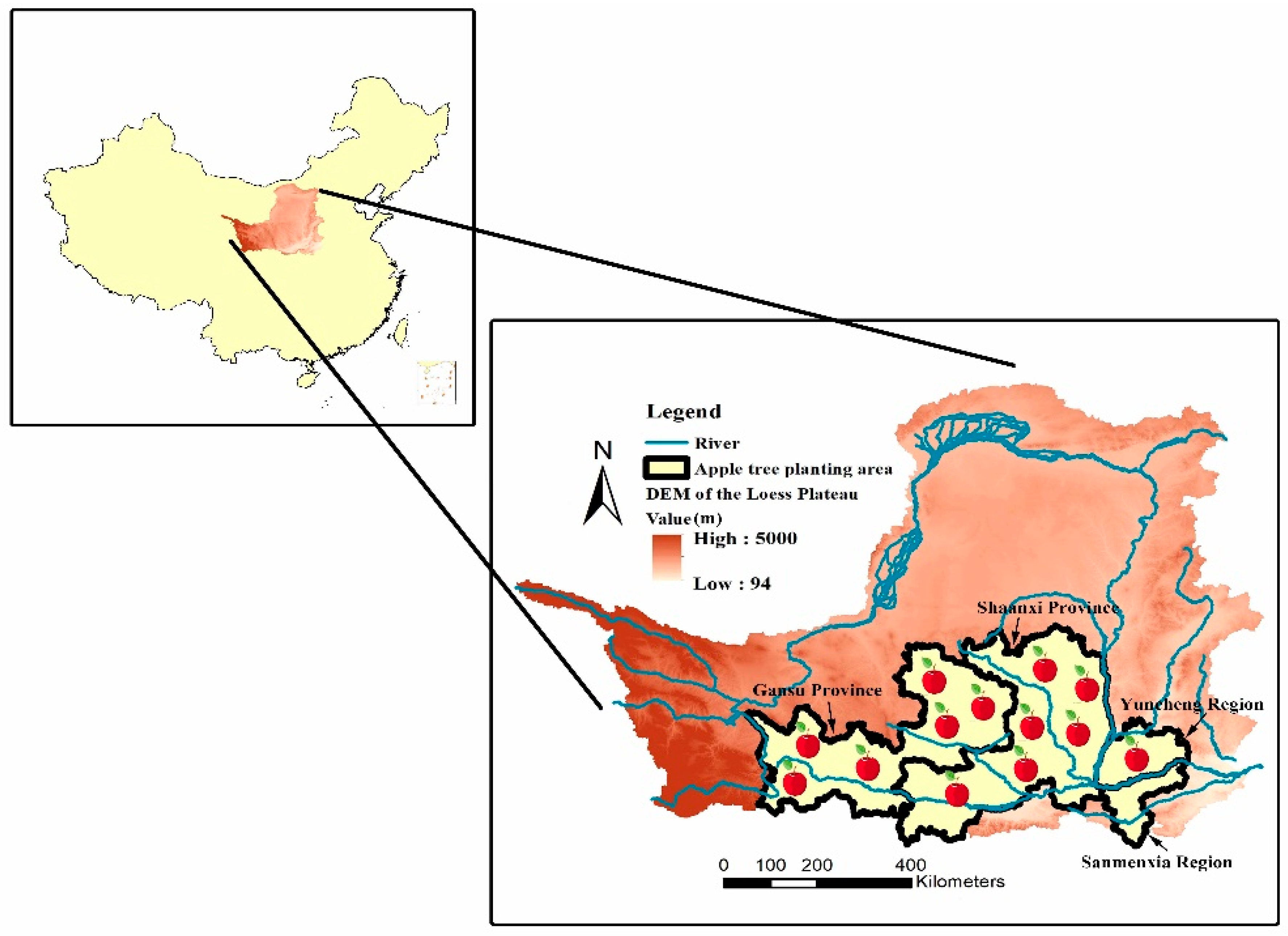 Study on Water Suitability of Apple Plantations in the Loess