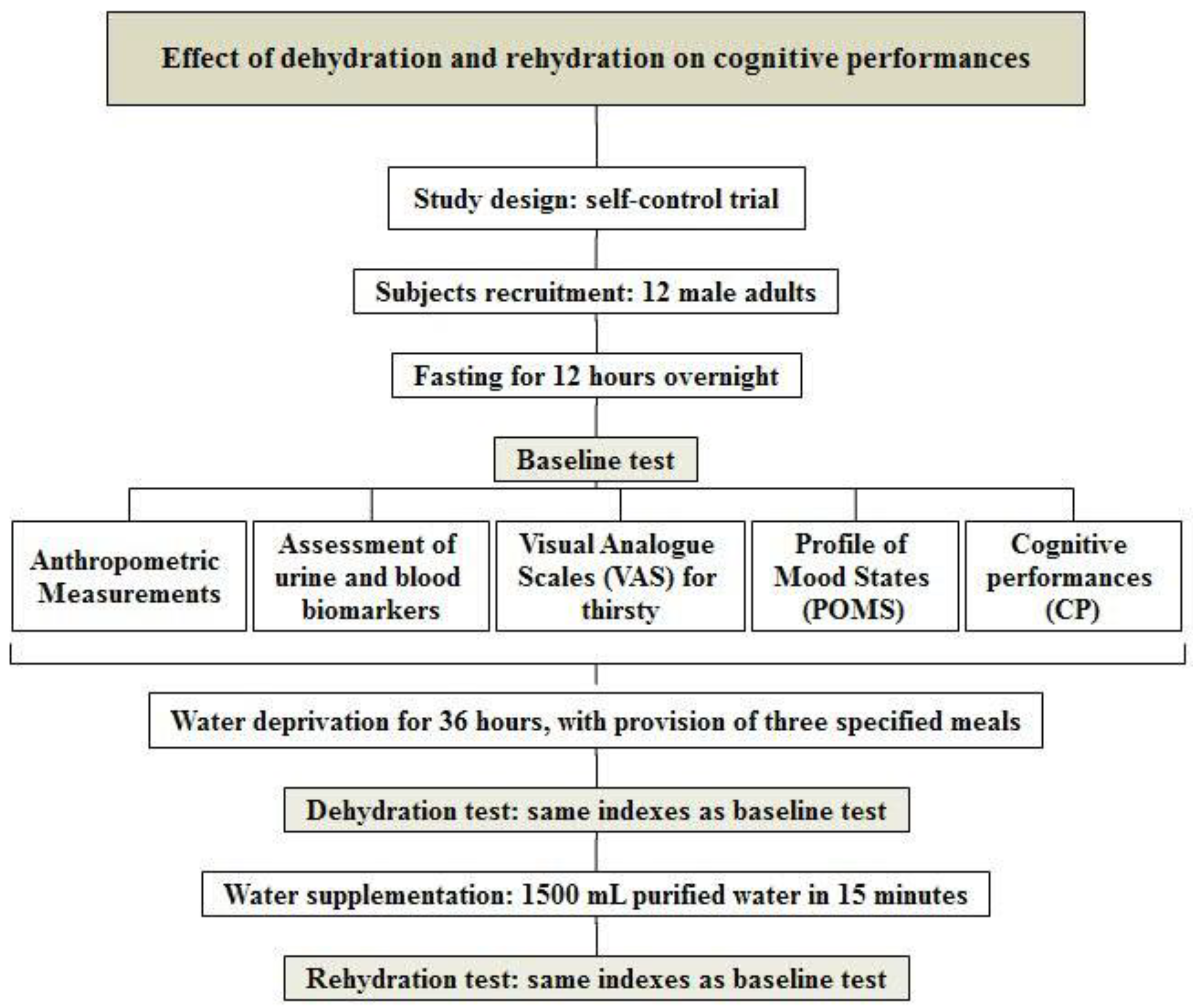 | Free Full-Text | Effects of Dehydration and Rehydration on Cognitive Performance and Mood among Male College Students Cangzhou, A Self-Controlled Trial