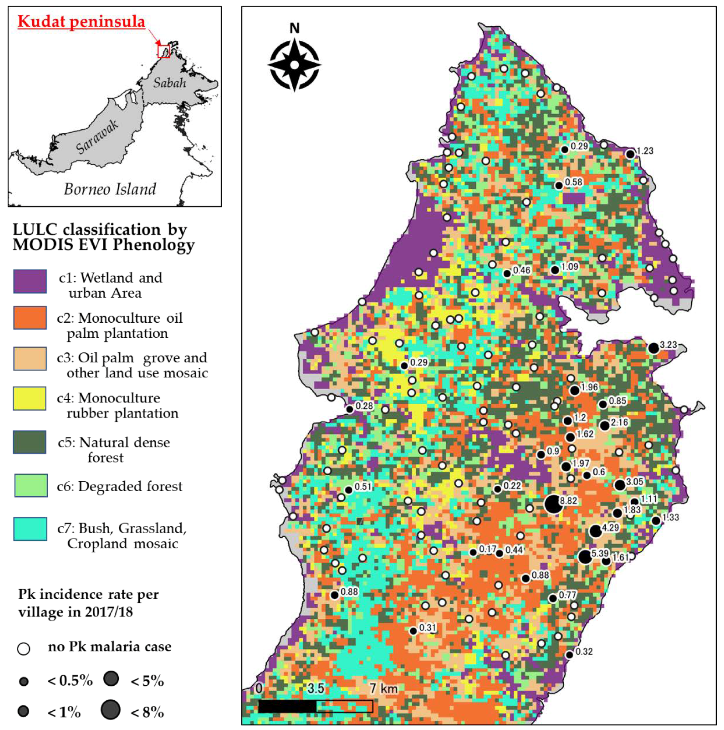 Ijerph Free Full Text Recent Incidence Of Human Malaria Caused By Plasmodium Knowlesi In The Villages In Kudat Peninsula Sabah Malaysia Mapping Of The Infection Risk Using Remote Sensing Data Html