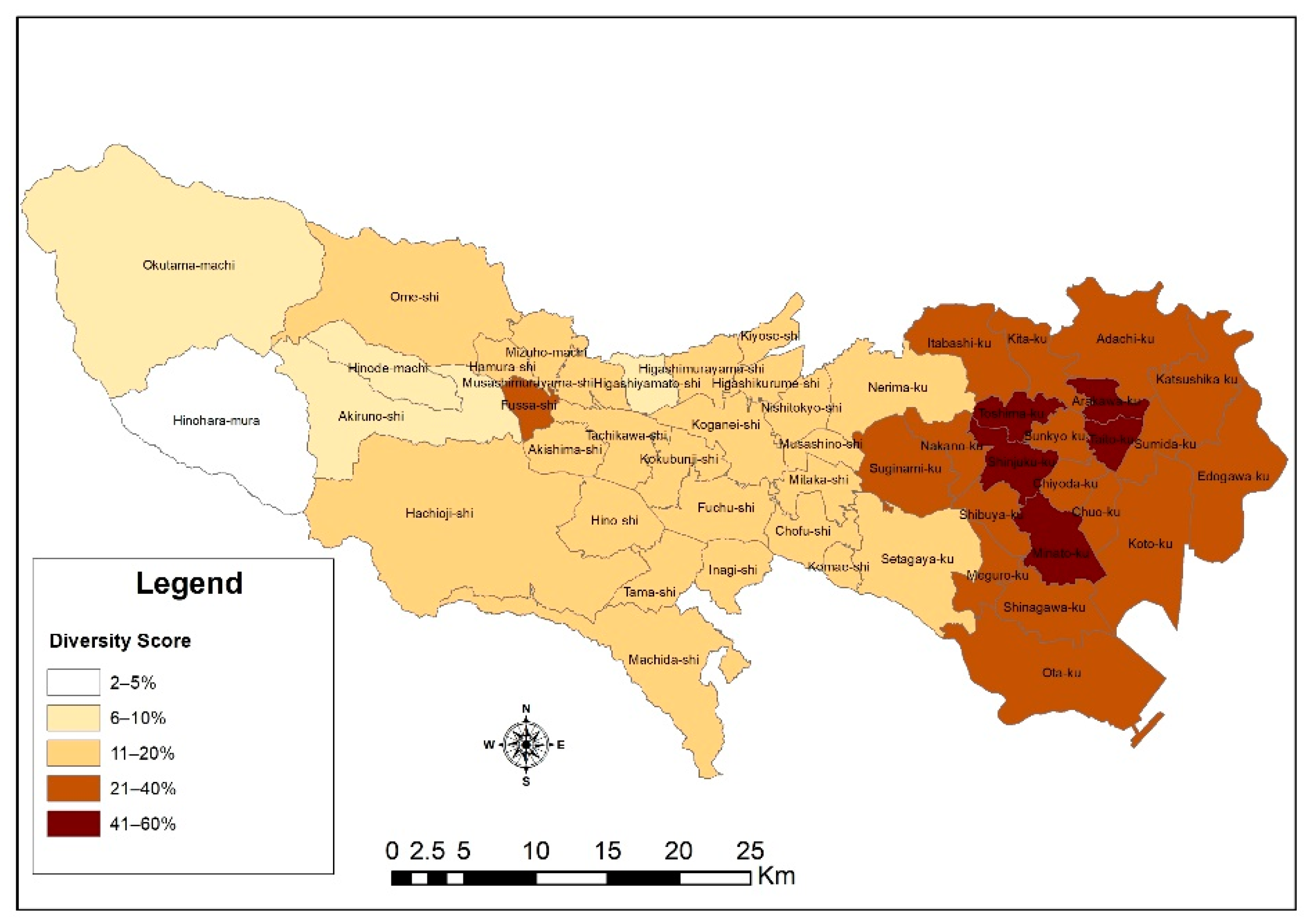 Tokyo population distribution