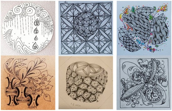 Introduced two new friends to zentangle. They created the upper two tiles.  : r/Zentangle
