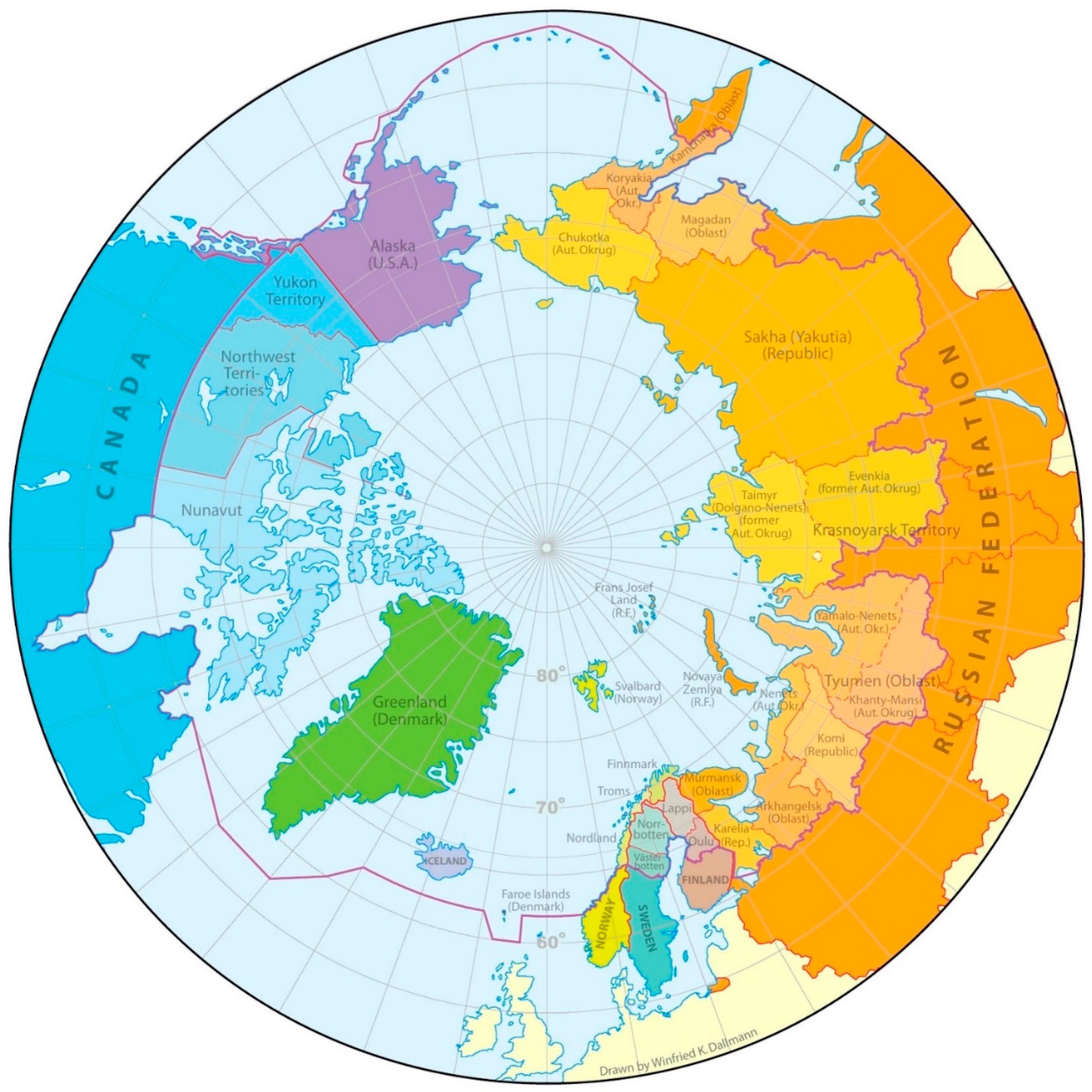 Arctic countries. Карта Арктики с границами государств. Политическая карта Арктики. Циркумполярная карта Арктики. Границы Арктики.