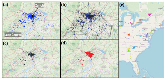 Pokémon GO user map interface (a) and corresponding OpenStreetMap