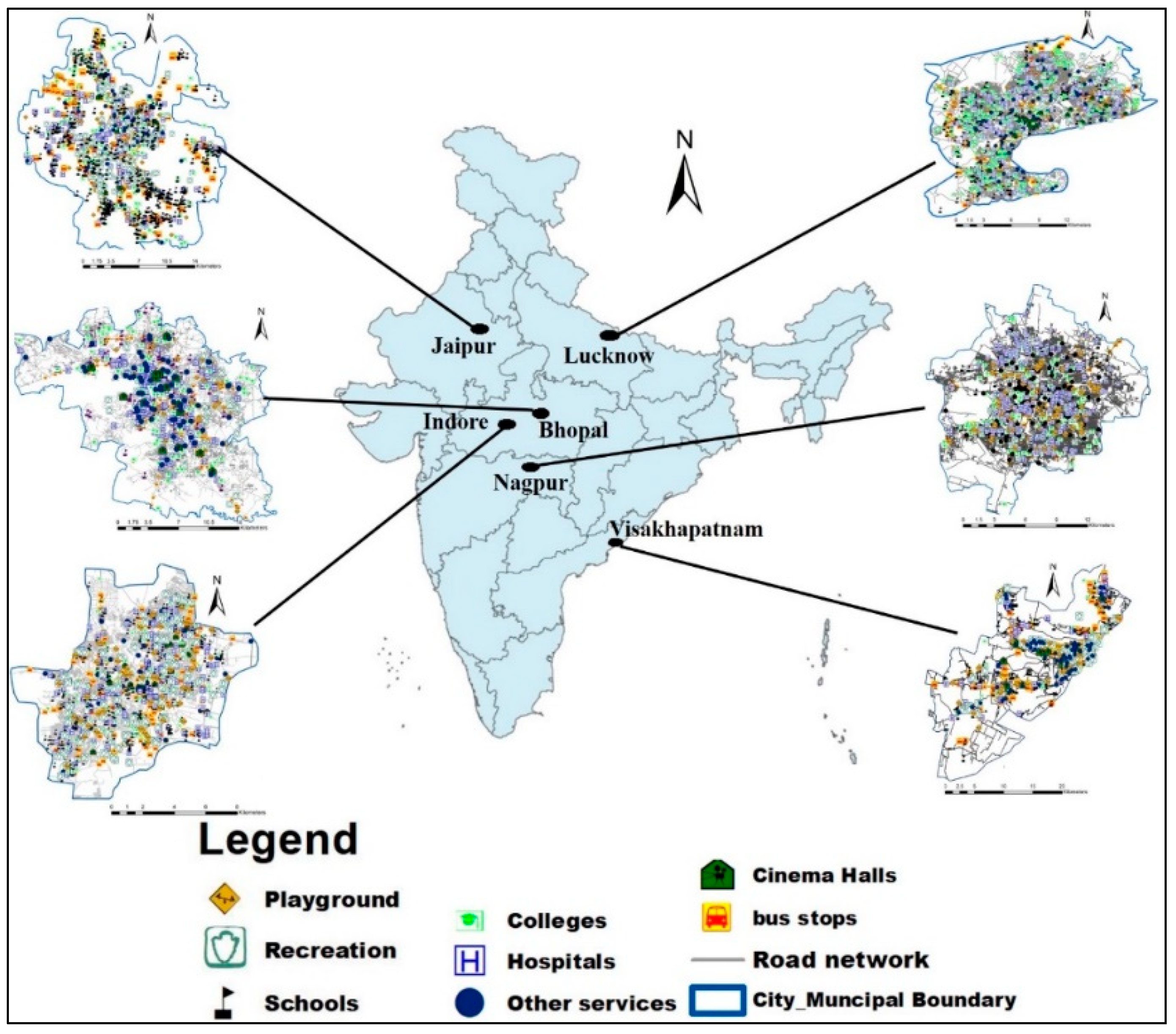 Bhopal To Jaipur Distance By Road Ijgi | Free Full-Text | Measuring Accessibility To Various Asfs From Public  Transit Using Spatial Distance Measures In Indian Cities | Html