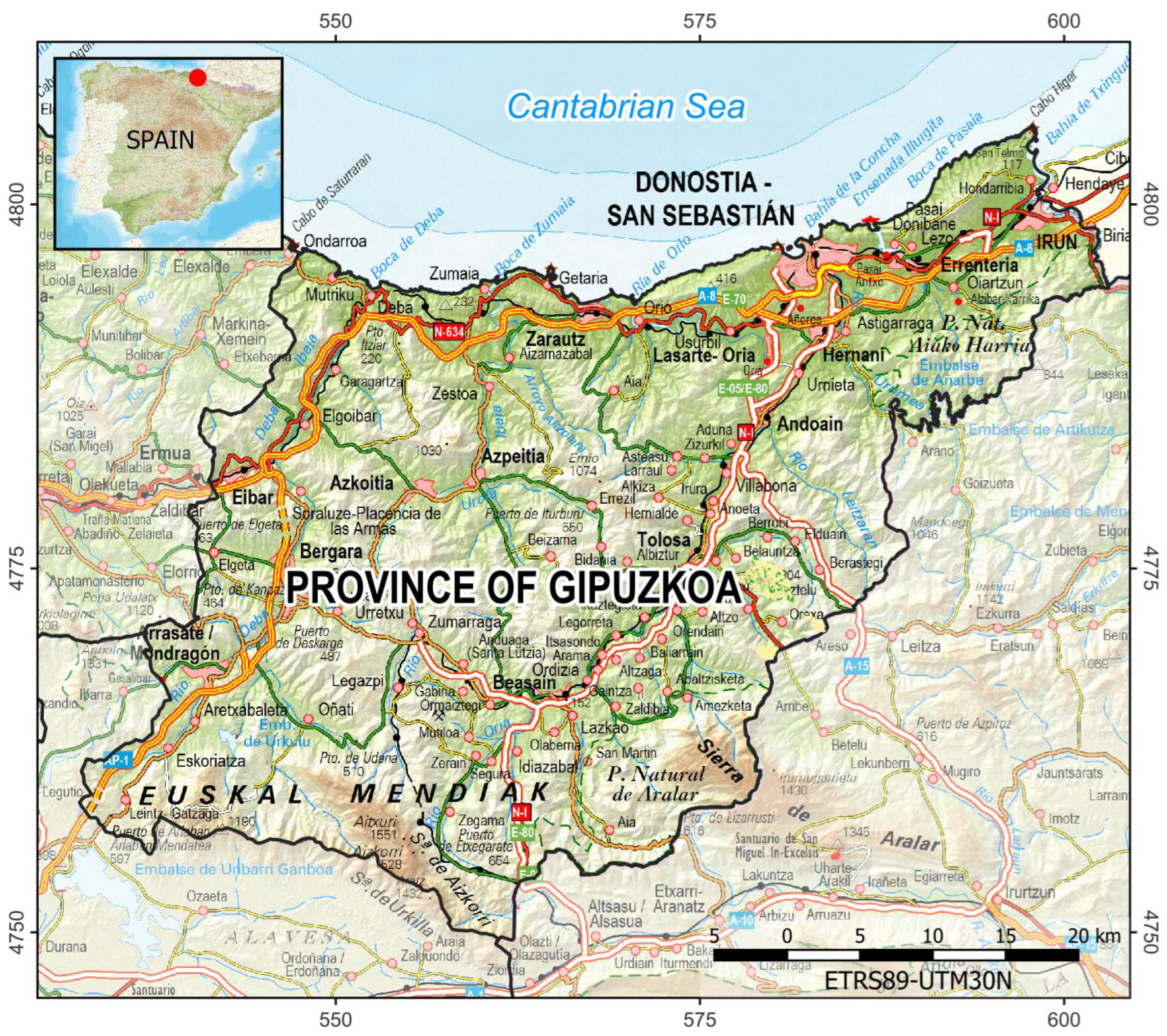 Large tourist map of Portugal with roads and cities, Portugal, Europe, Mapsland