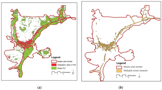 Analysis of Walkable Street Networks by Using the Space