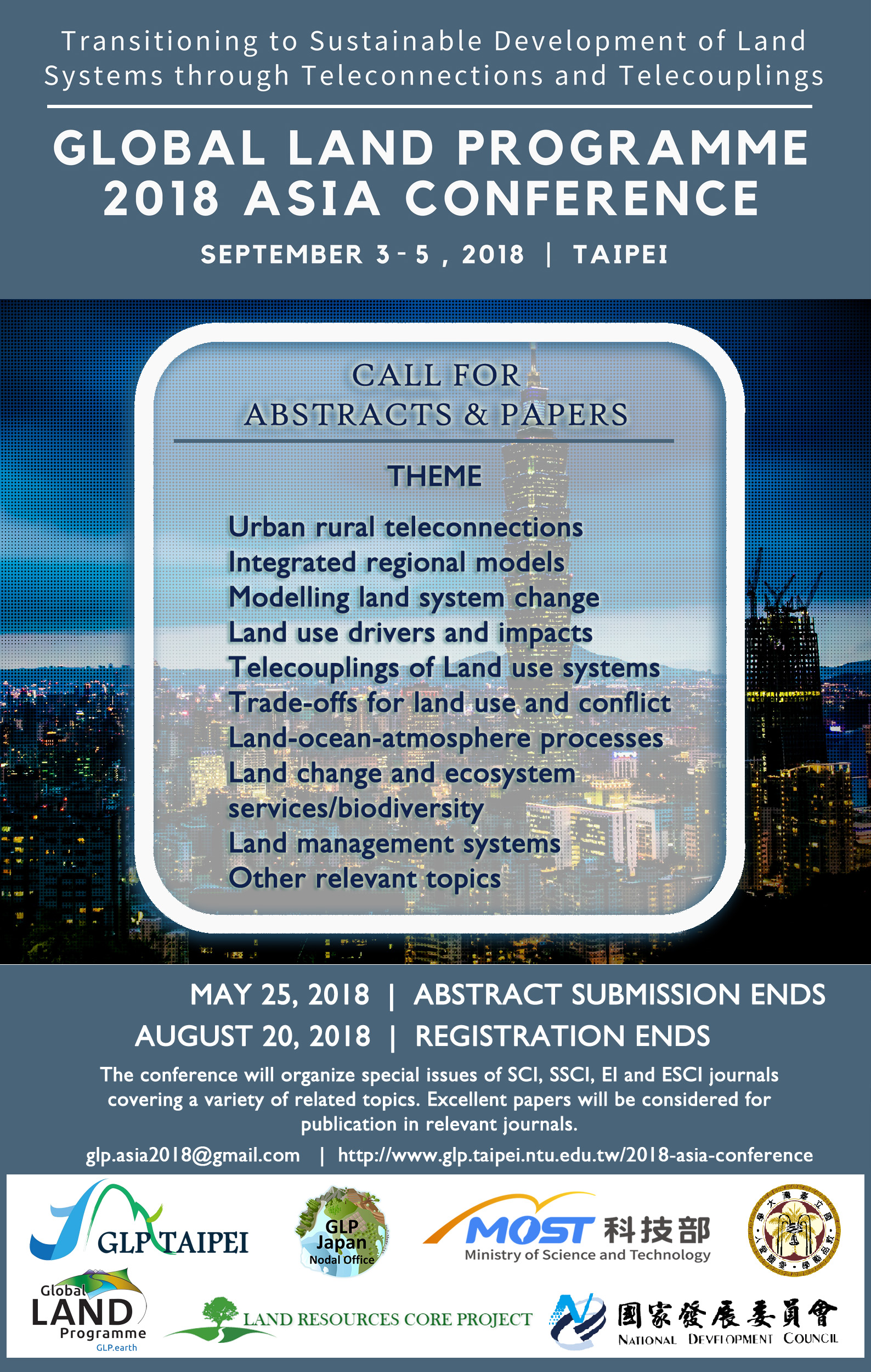 3–5 September 2018 Global Land Programme 2018 Asia Conference “Transitioning to Sustainable Development of Land Systems through Teleconnection and ...