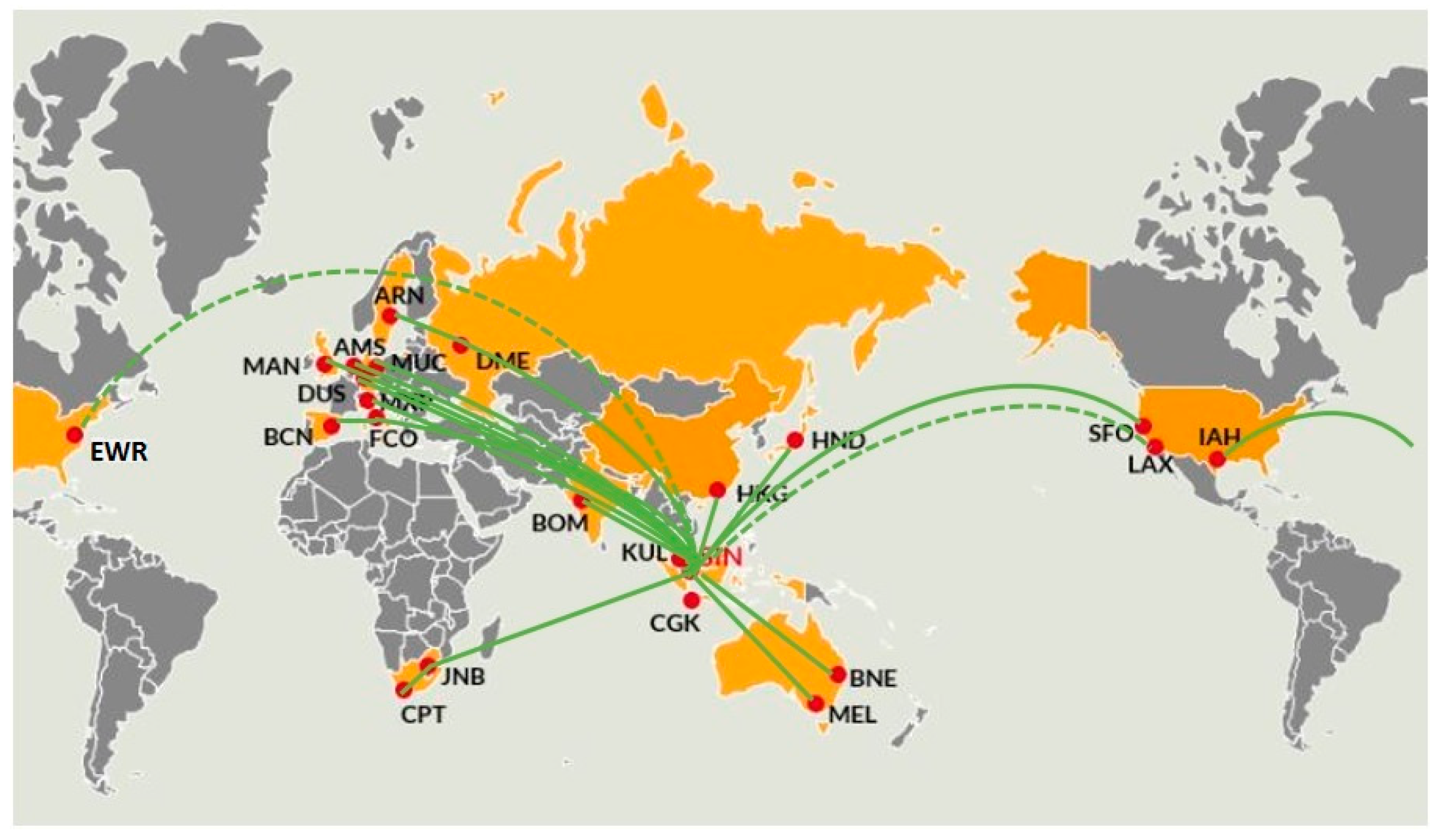 where does singapore airlines travel to