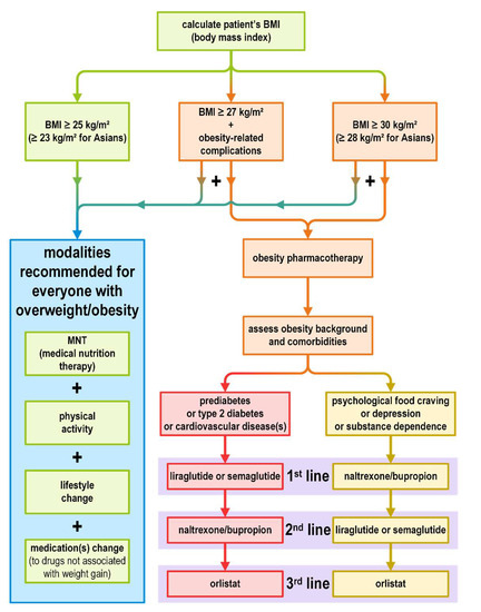 Diagnosis and Non-Invasive Treatment of Obesity in Adults with Type 2 Diabetes Mellitus: A Review of Guidelines