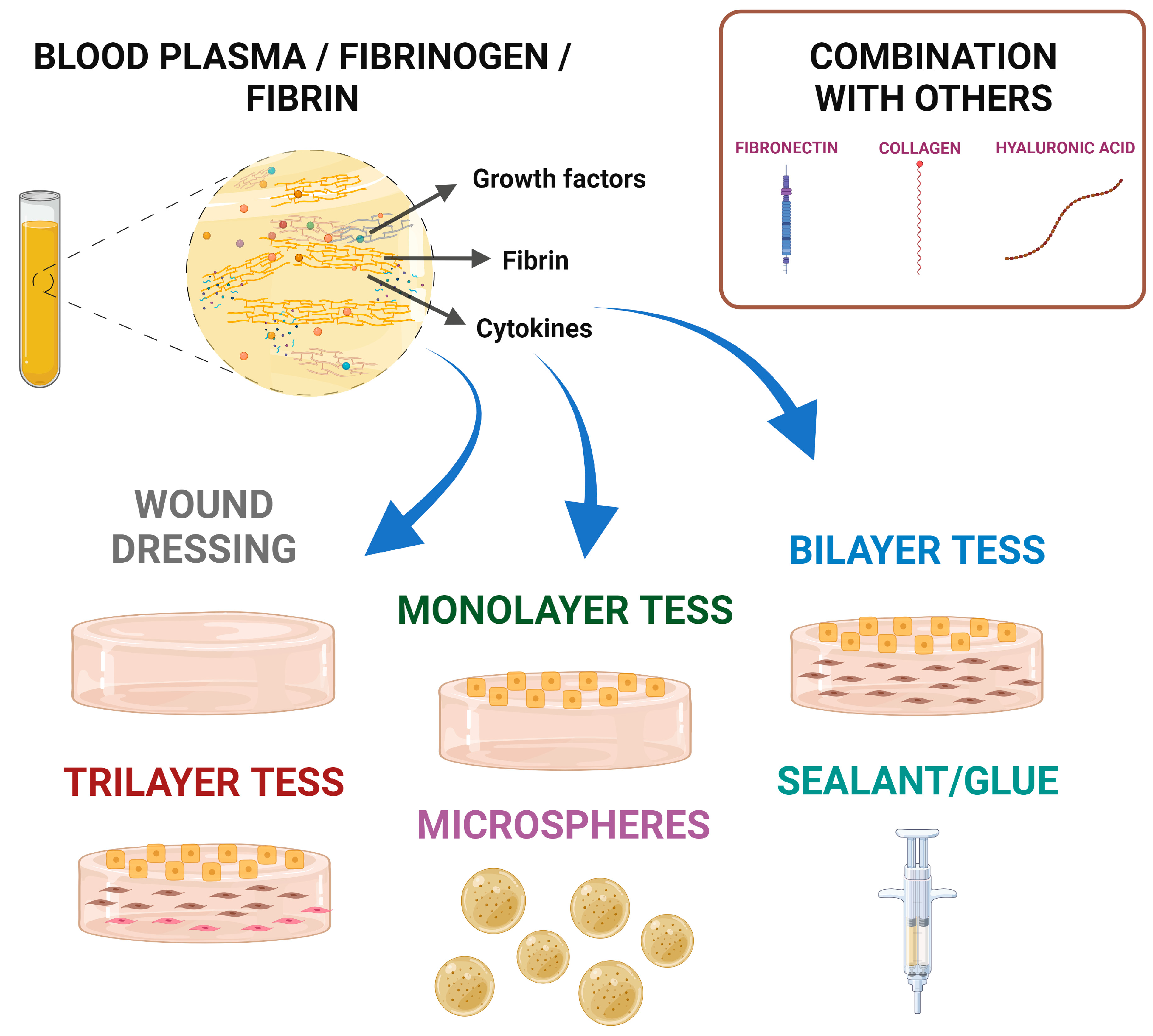 Blood Plasma, Fibrinogen or Fibrin Biomaterial for the