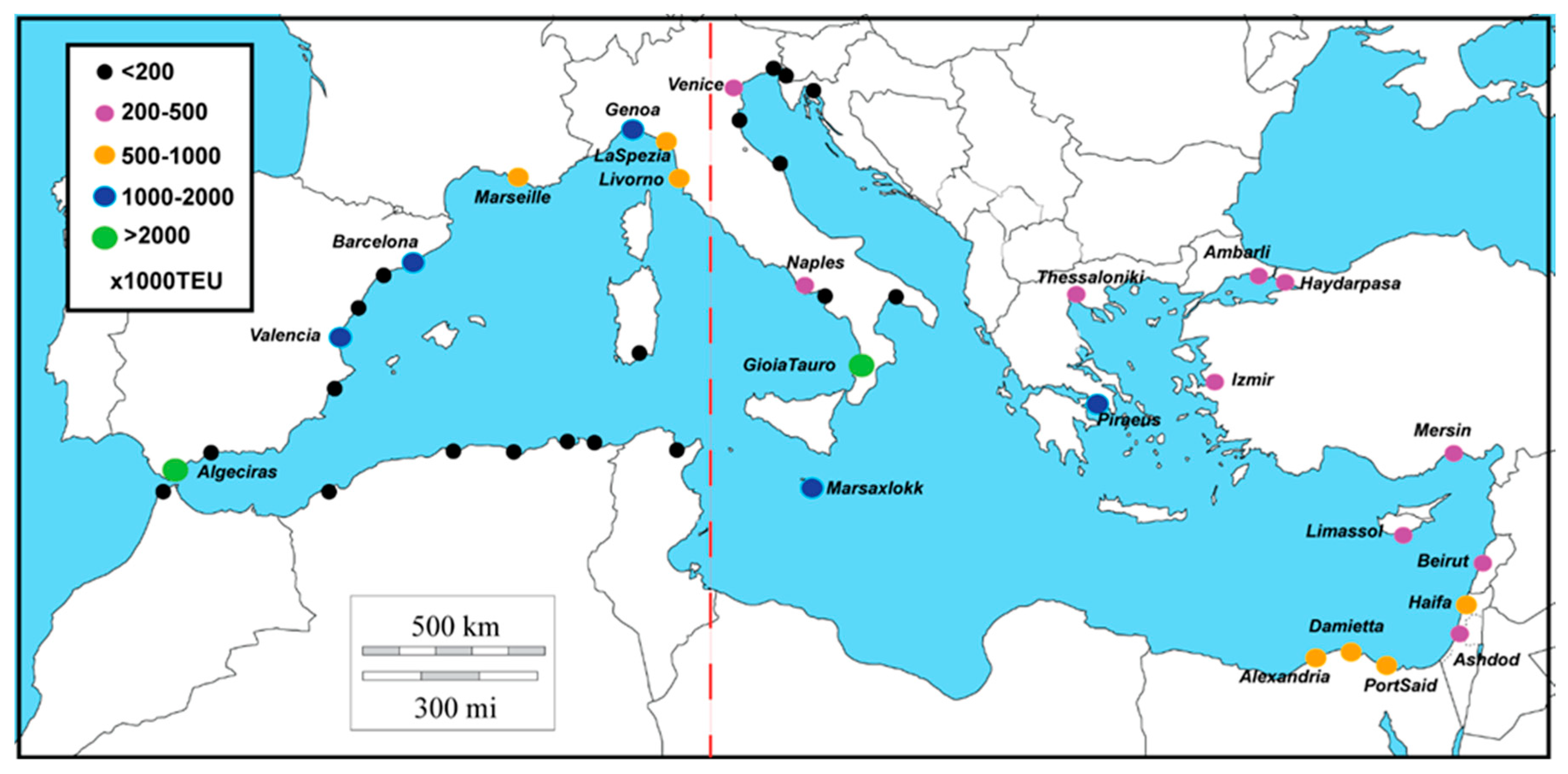 Mediterranean Sea Ports Map Jmse | Free Full-Text | Characterizing The Evolution Of The Container  Traffic Share In The Mediterranean Sea Using Hierarchical Clustering | Html