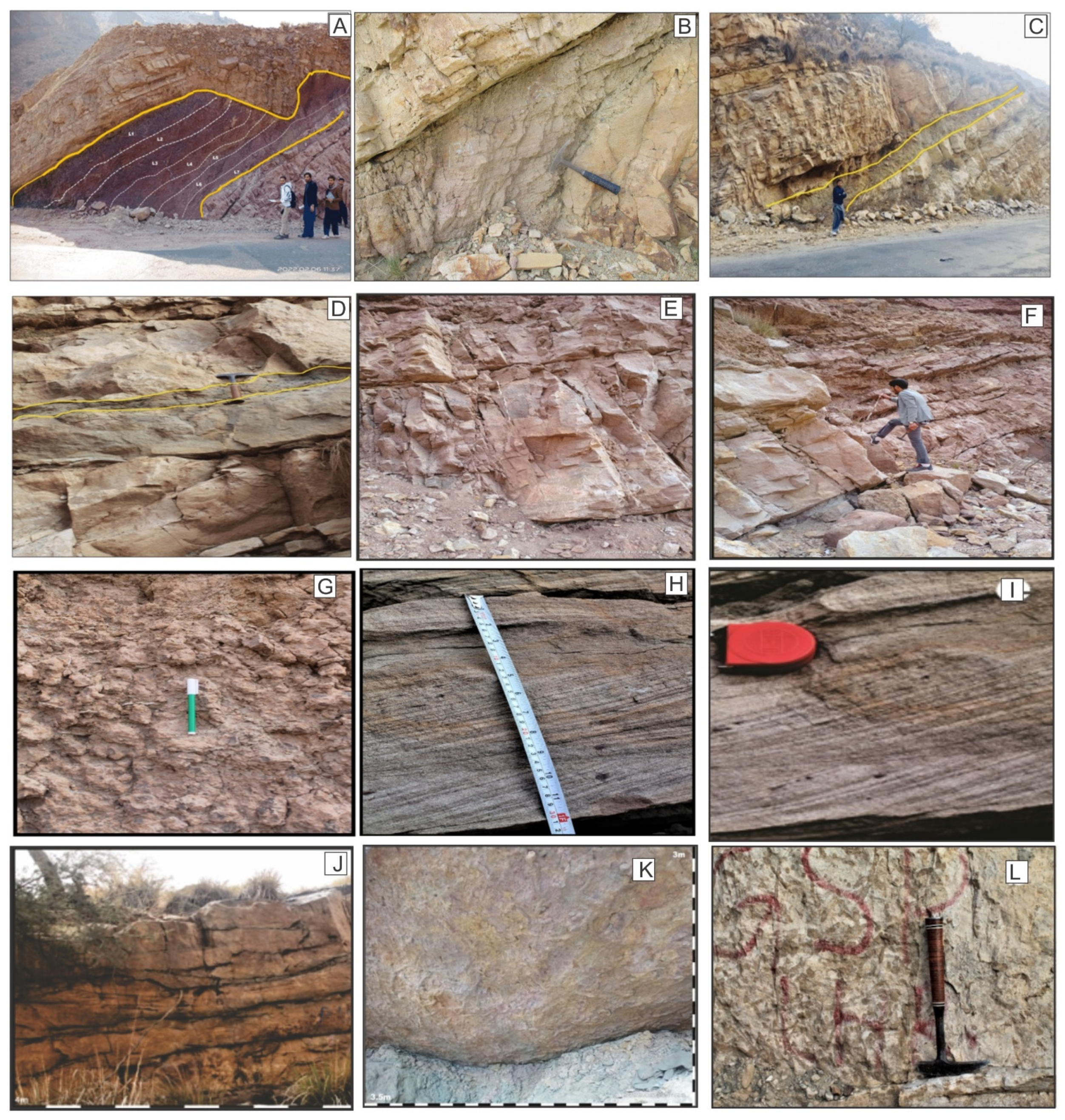 Facies within the Earlie Formation. A) Interbedded sandstone and