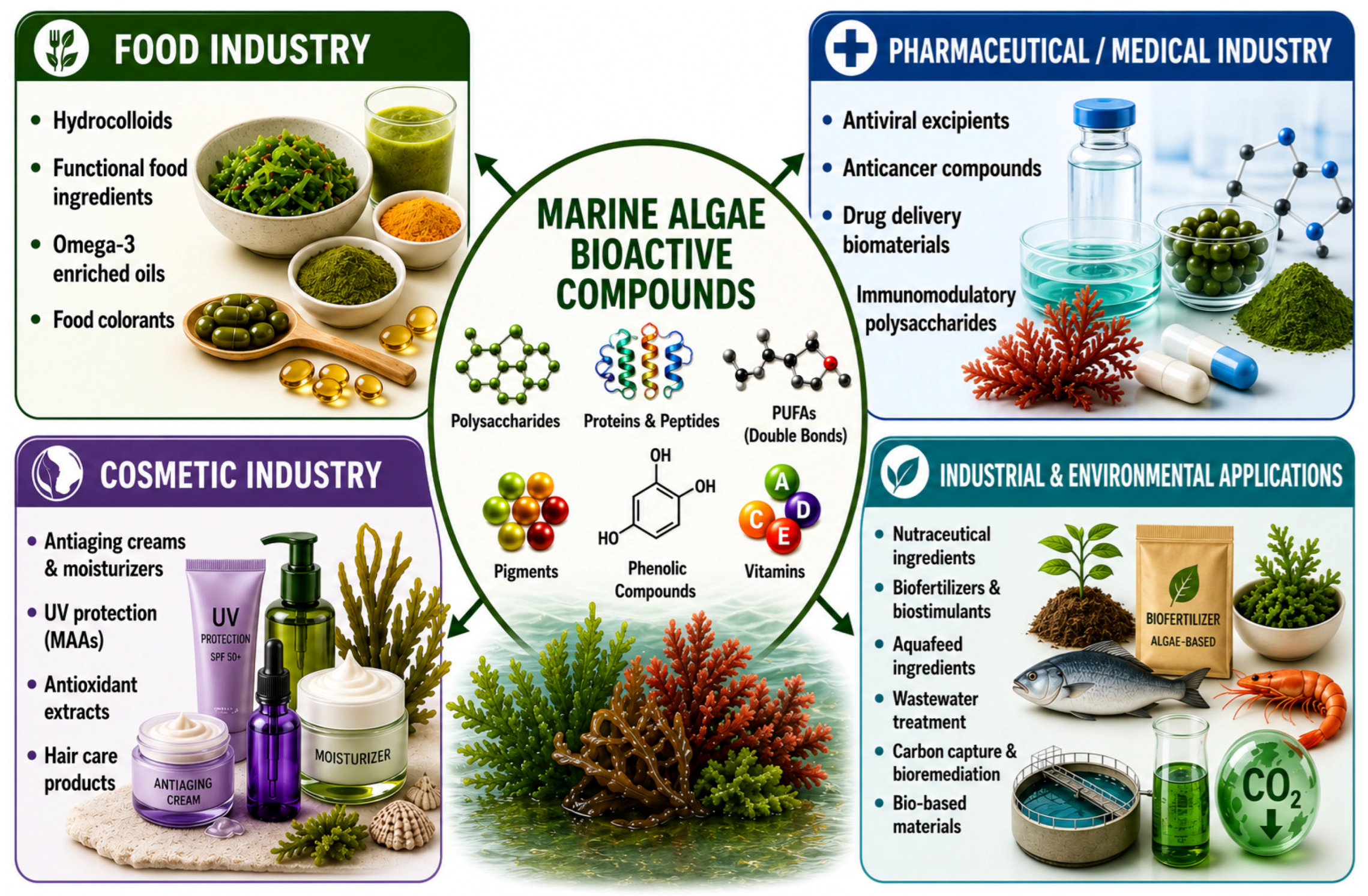 From Marine Algal Bioactives to Scalable Applications: Integrating