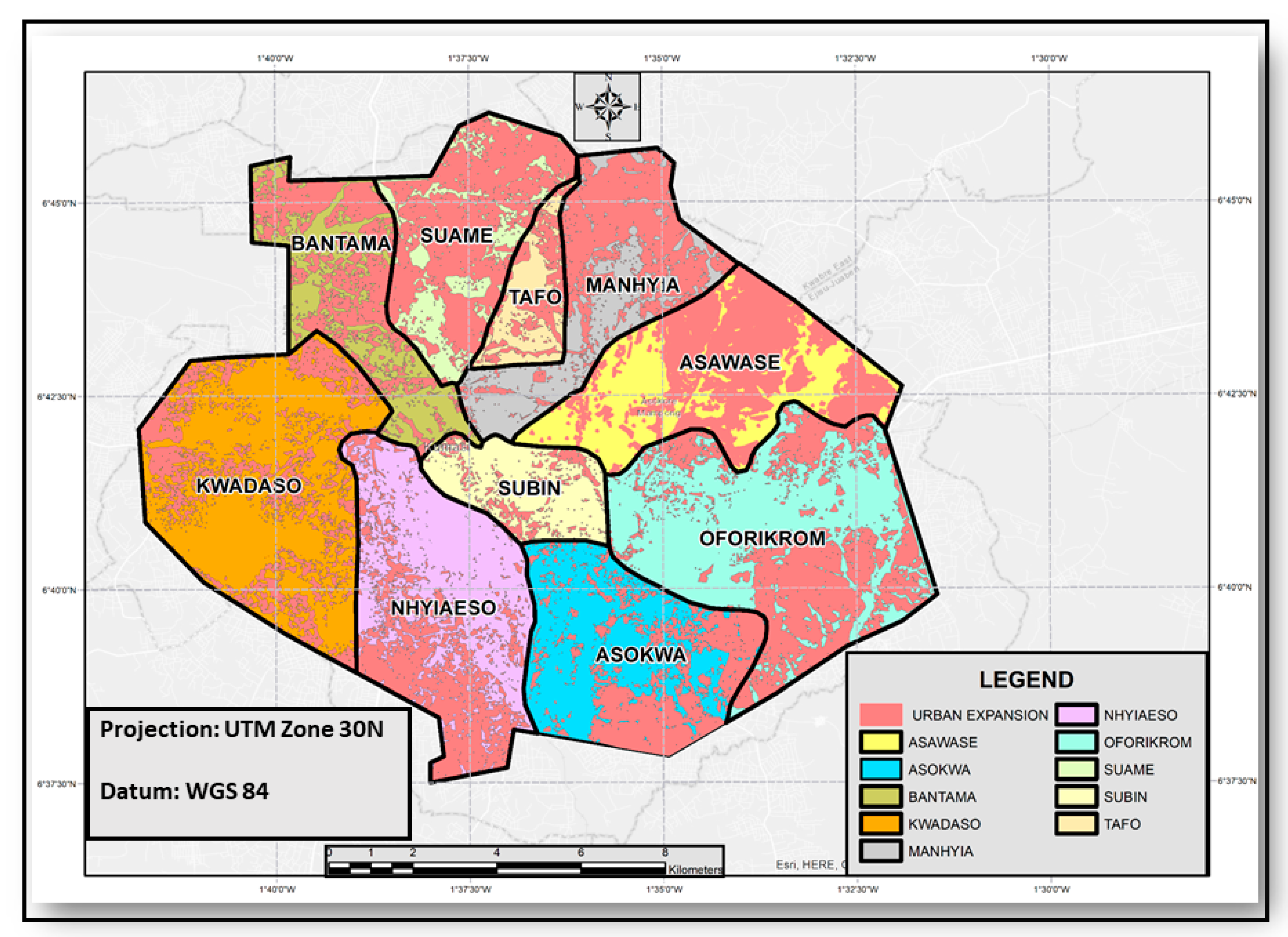 Map Of Kumasi Metropolis Land | Free Full-Text | Tracking Urban Expansion Using Random Forests For  The Classification Of Landsat Imagery (1986–2015) And Predicting  Urban/Built-Up Areas For 2025: A Study Of The Kumasi Metropolis, Ghana |  Html
