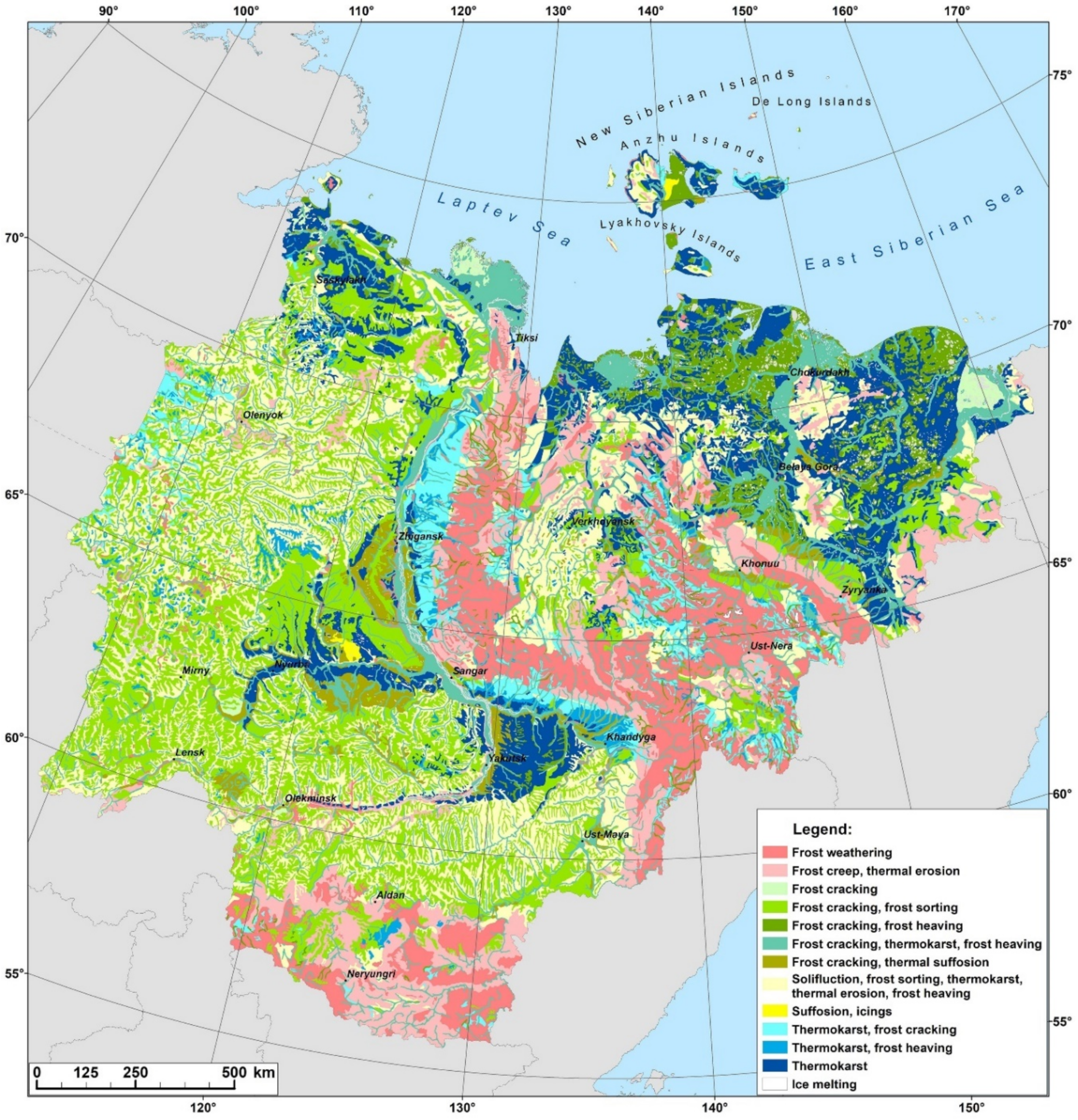 Land Free Full Text Mapping The Main Characteristics Of Permafrost On The Basis Of A Permafrost Landscape Map Of Yakutia Using Gis Html