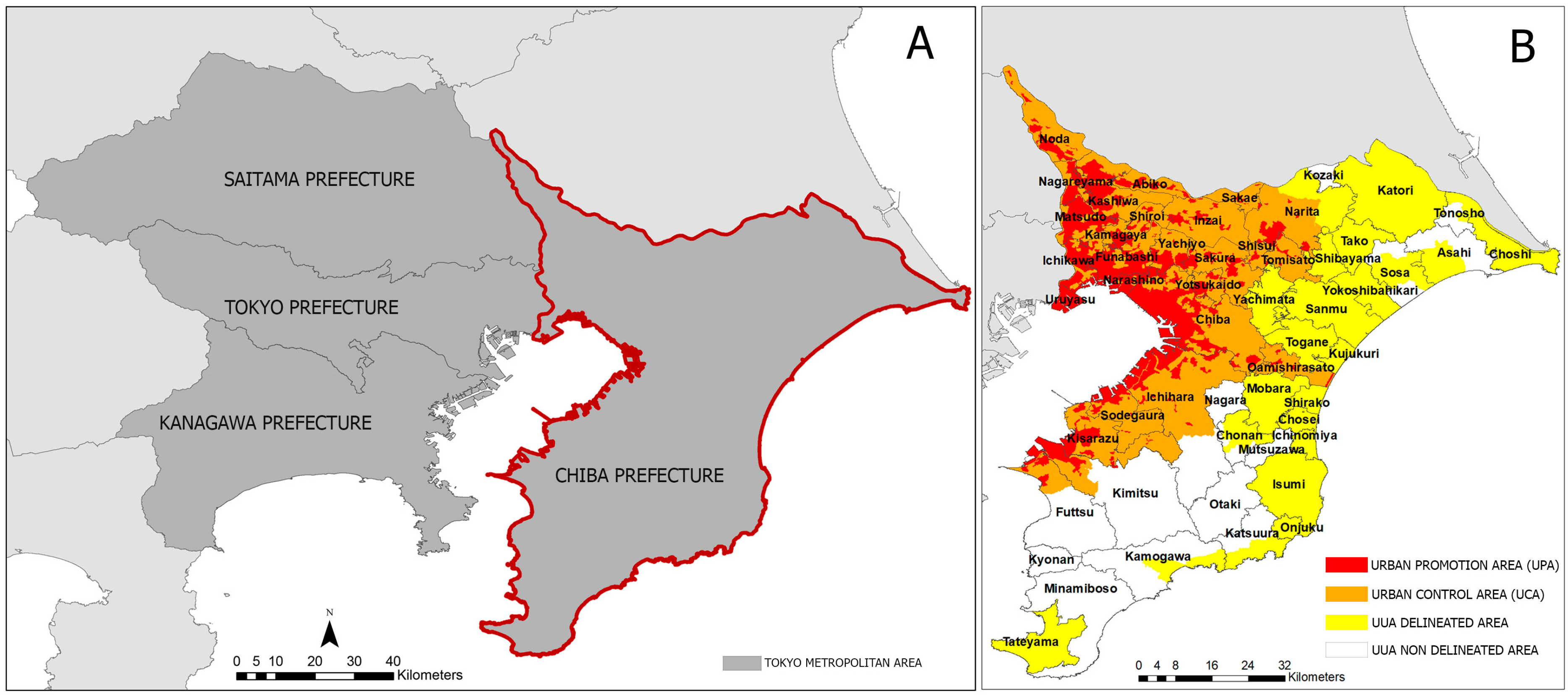 Fragmentation dynamics of (a) urban edge density (ED, m ha−1), (b)