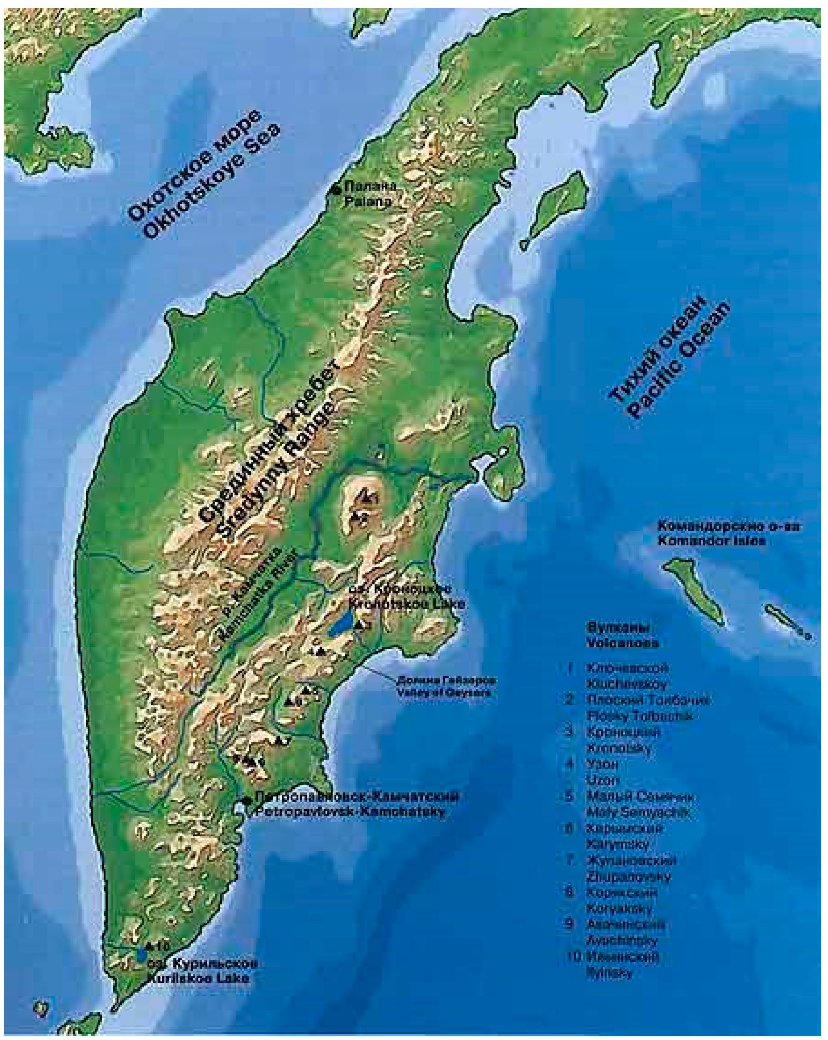 Показать карту где находится камчатка. Полуостров Камчатка на карте. Камчатский полуостров на карте. Срединный хребет полуострова Камчатка. Полуостров Камчатка географическая карта.