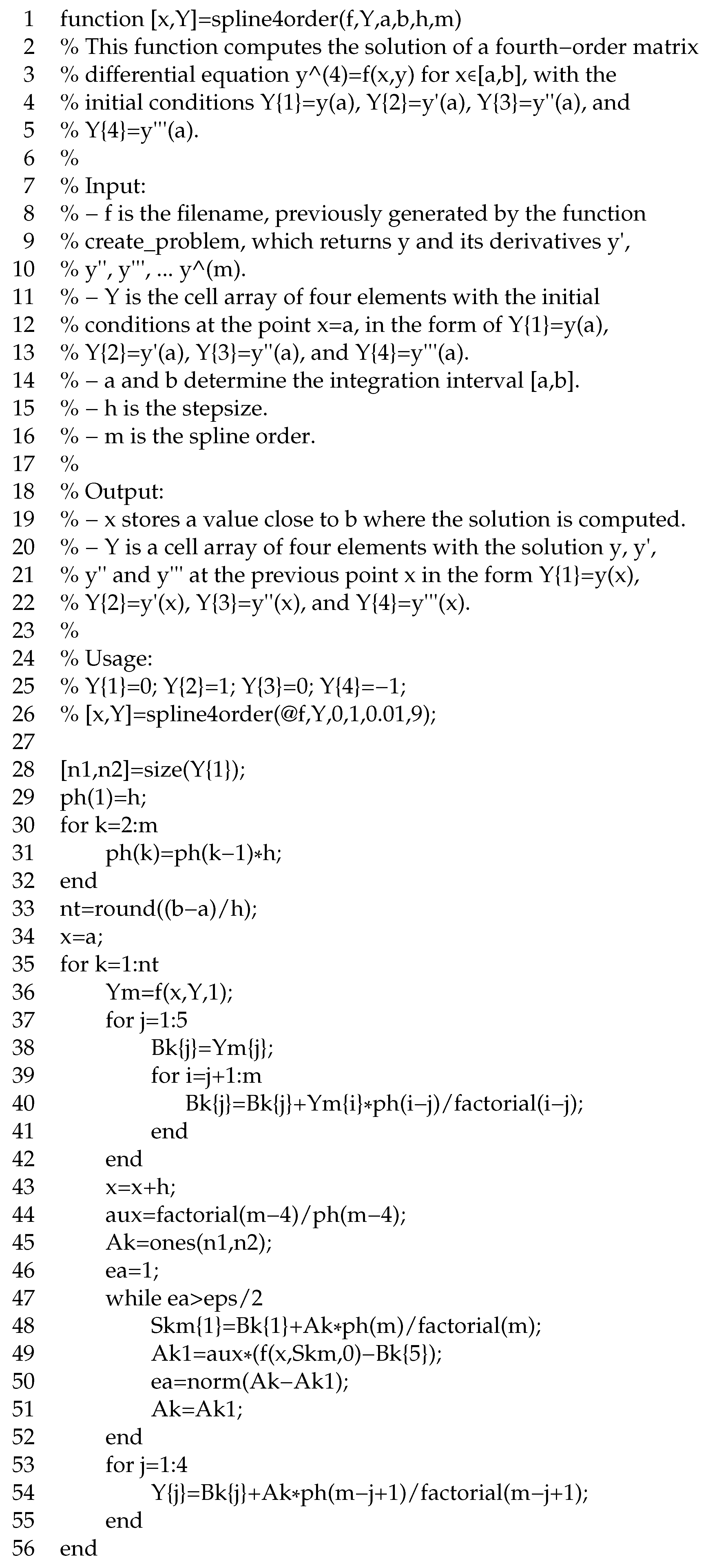 Mathematics Free Full Text A Matrix Spline Method For A Class Of Fourth Order Ordinary Differential Problems