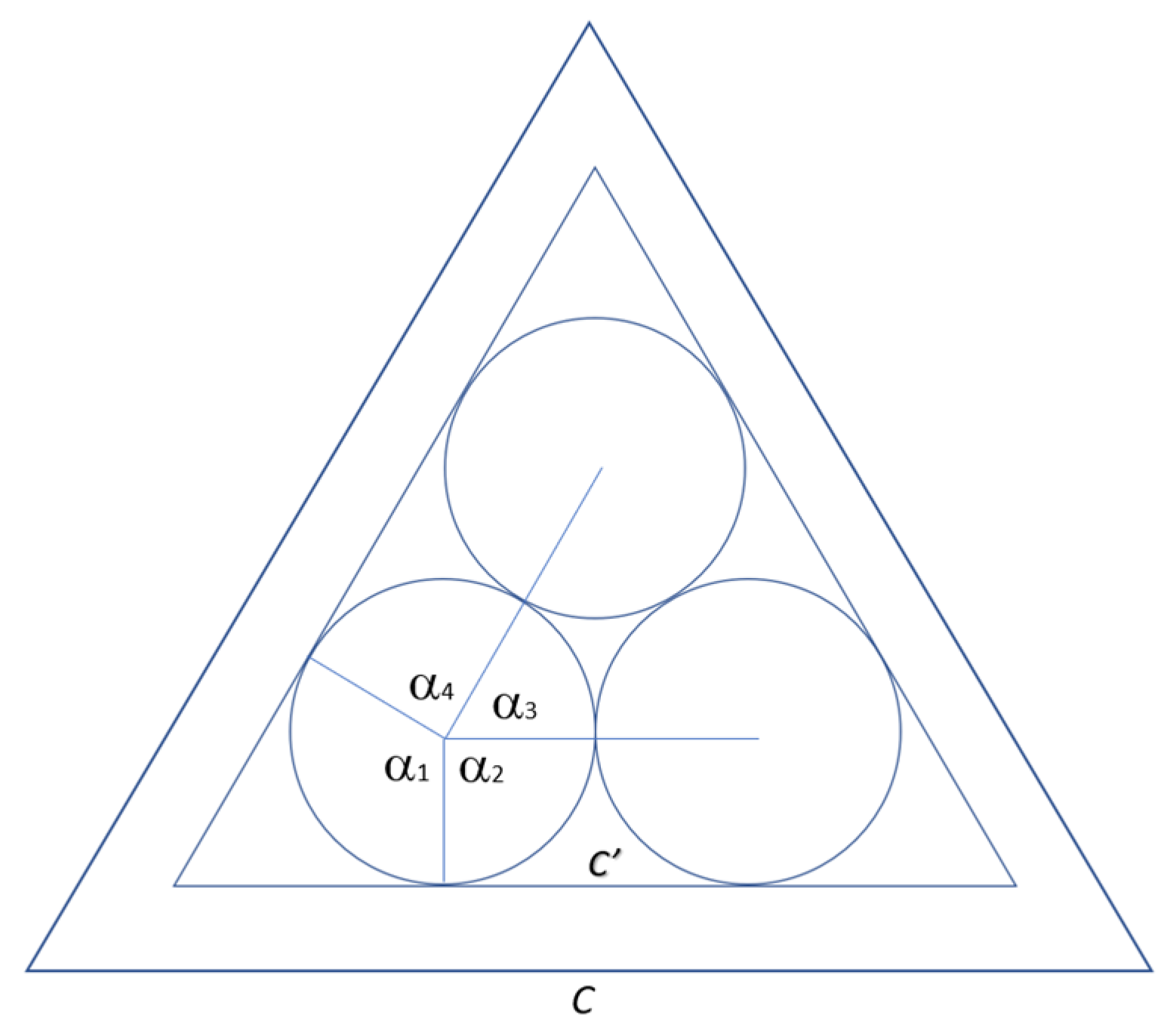 The Various Radii Circle Packing Problem in a Triangle